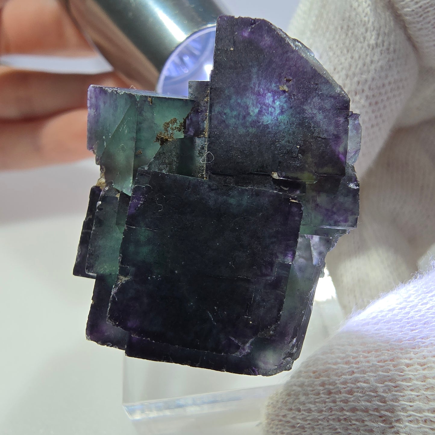 Klare Phantom Fluorit Würfel Stufe zonal grün lila Okorusu, Namibia 33*28*26mm