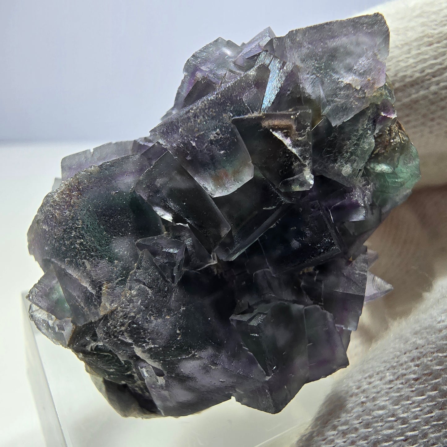 Clear Phantom Fluorite Cube Specimen zonal green purple Okorusu, Namibia 42*32*33mm