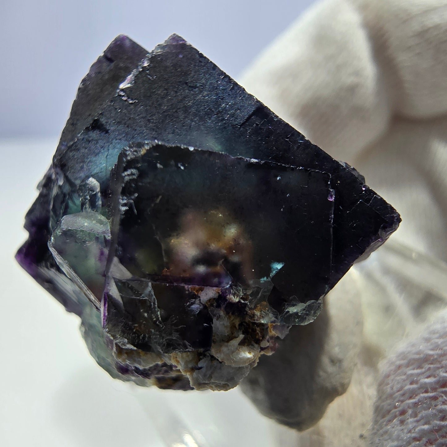 Klare Phantom Fluorit Würfel Stufe zonal grün lila Okorusu, Namibia 29*22*23mm