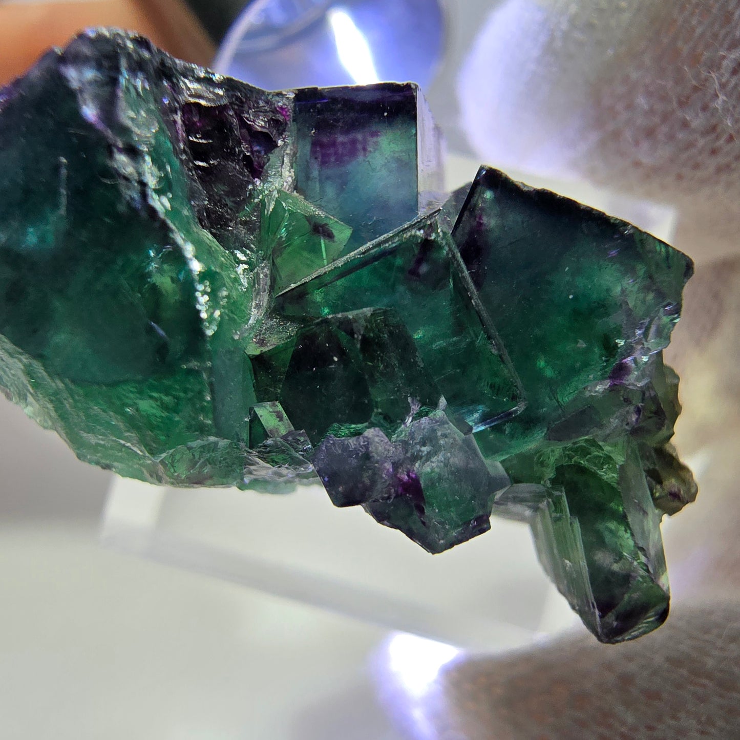 Clear Phantom Fluorite Cube Specimen zonal green purple Okorusu, Namibia 32*24*15mm