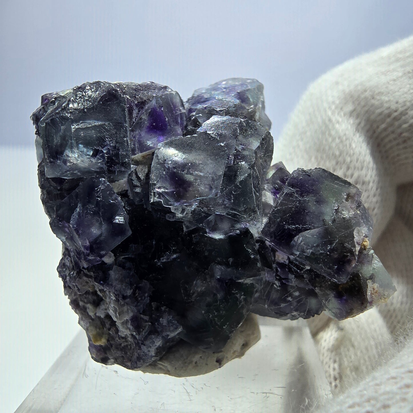 Clear Phantom Fluorite Cube Specimen zonal green purple Okorusu, Namibia 41*37*25mm
