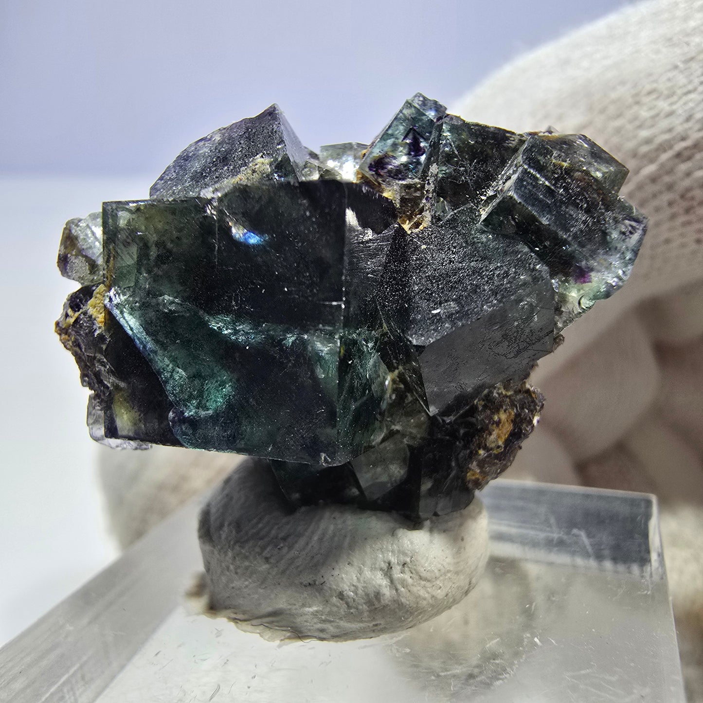 Klare Phantom Fluorit Würfel Stufe zonal grün lila Okorusu, Namibia 28*24*15mm