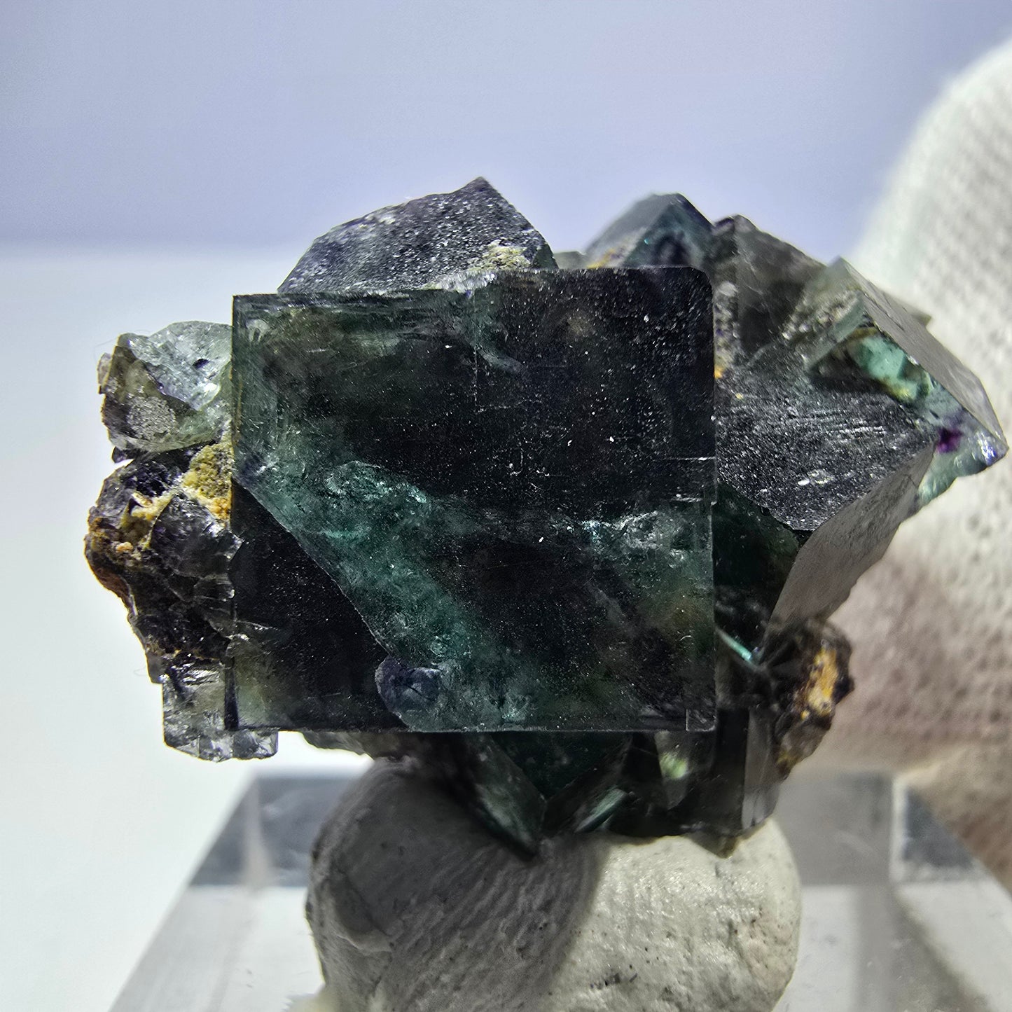 Klare Phantom Fluorit Würfel Stufe zonal grün lila Okorusu, Namibia 28*24*15mm
