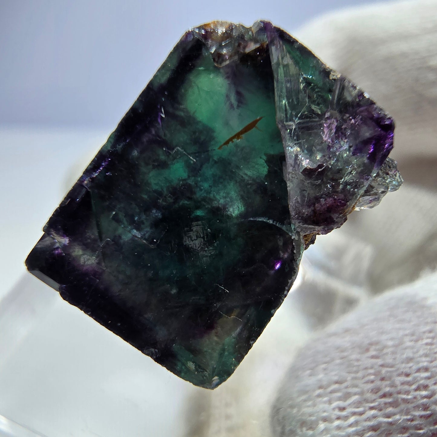 Clear Phantom Fluorite Cube Specimen zonal green purple Okorusu, Namibia 24*23*14mm