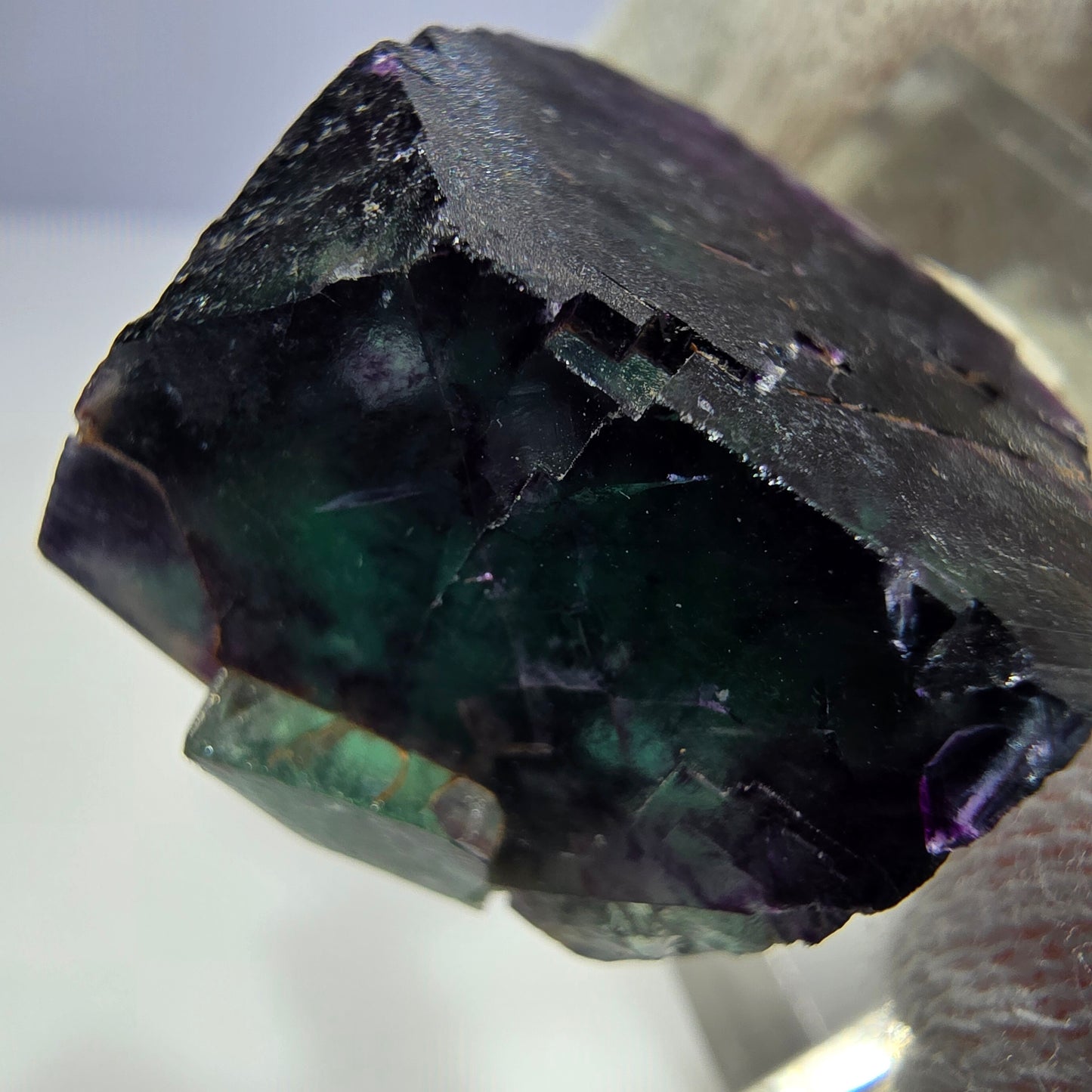 Clear Phantom Fluorite Cube Specimen zonal green purple Okorusu, Namibia 30*27*19mm