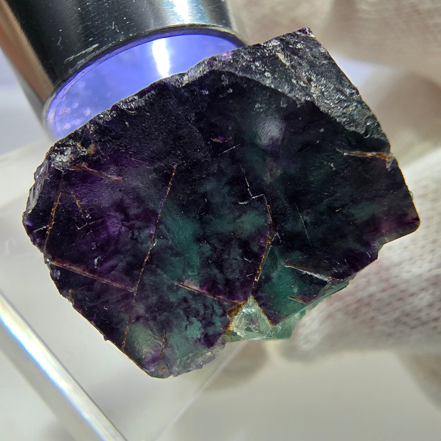 Clear Phantom Fluorite Cube Specimen zonal green purple Okorusu, Namibia 30*27*19mm