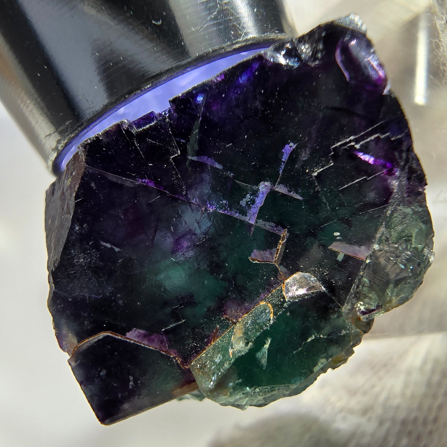 Clear Phantom Fluorite Cube Specimen zonal green purple Okorusu, Namibia 30*27*19mm
