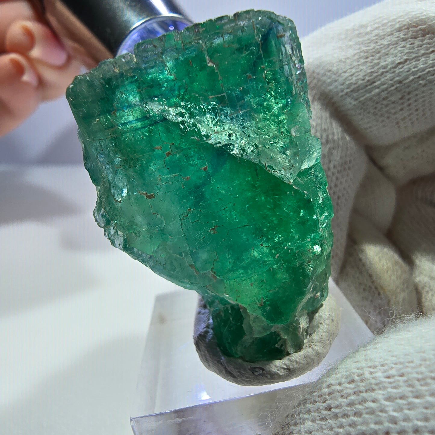 Klarer Phantom Fluorit Würfel parkettiert grün türkis Okorusu Namibia 46*40*24mm