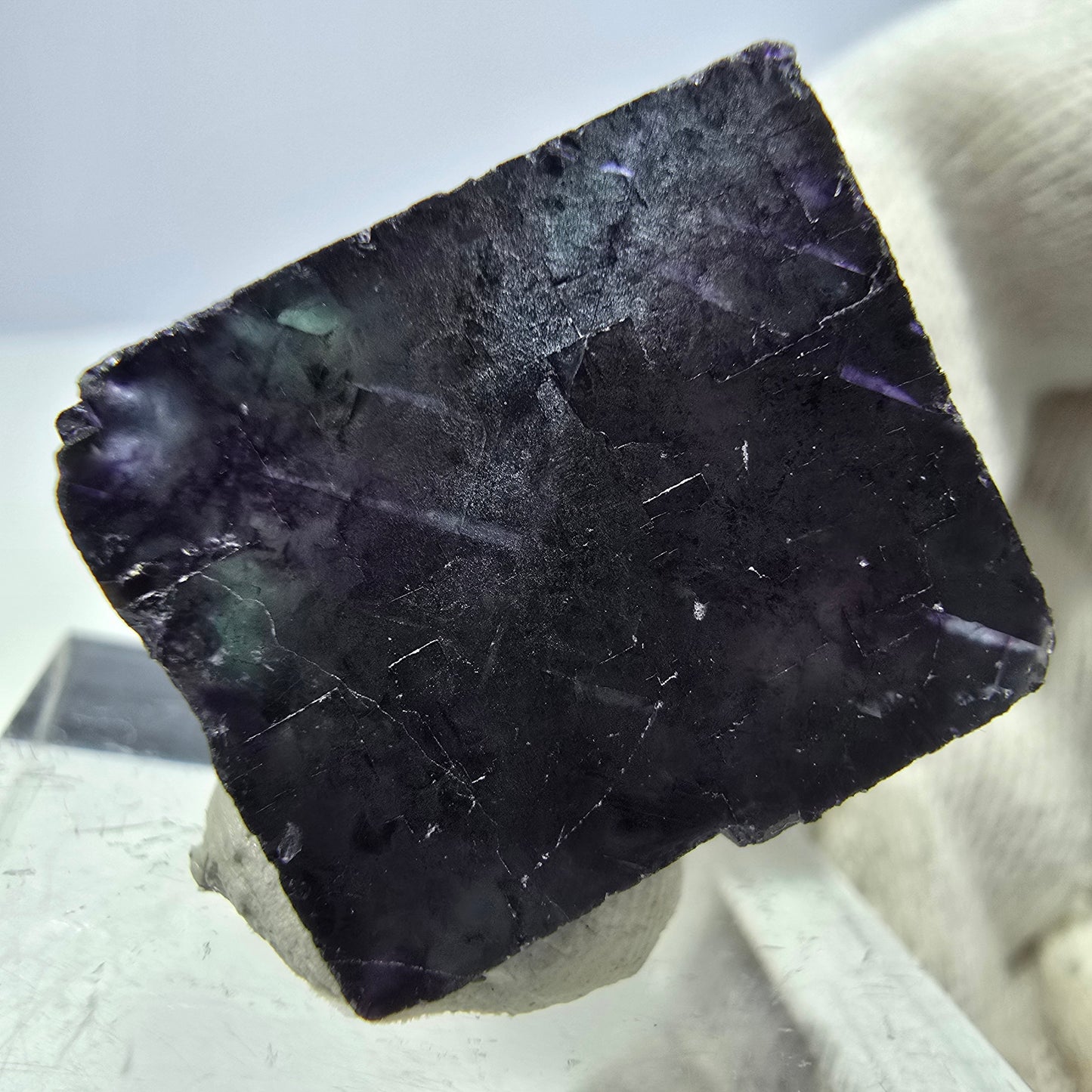 Seltener Phantom Fluorit Würfel, zonal grün lila Okorusu, Namibia 26*25*18mm