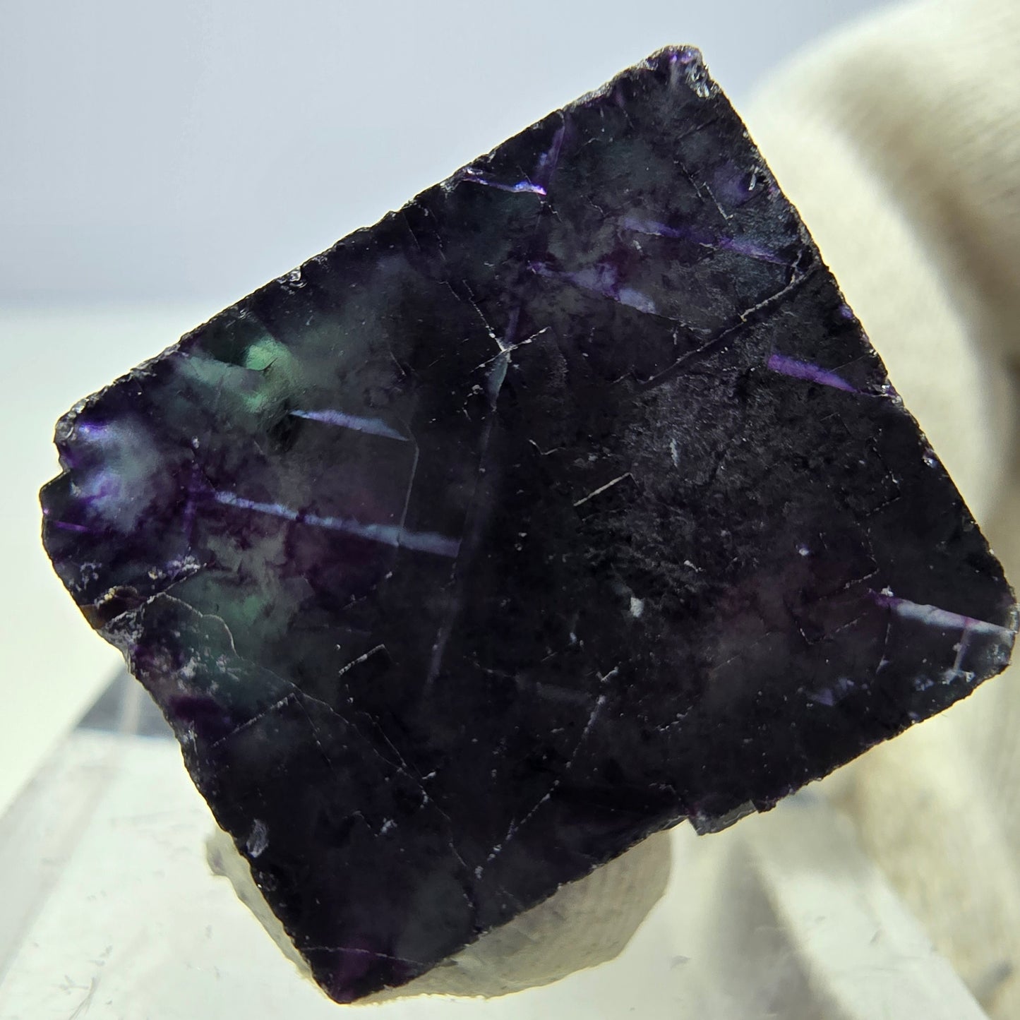 Seltener Phantom Fluorit Würfel, zonal grün lila Okorusu, Namibia 26*25*18mm