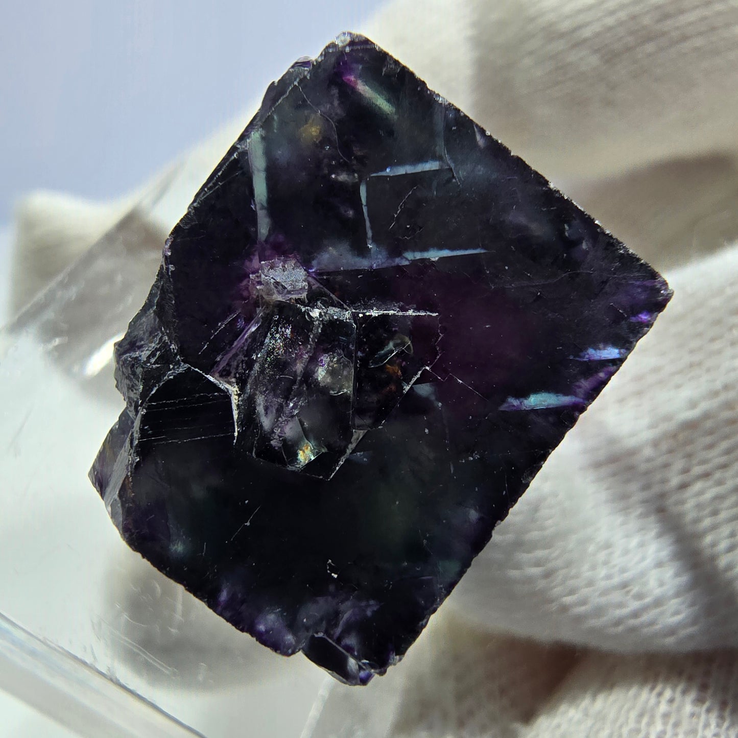 Seltener Phantom Fluorit Würfel, zonal grün lila Okorusu, Namibia 26*25*18mm