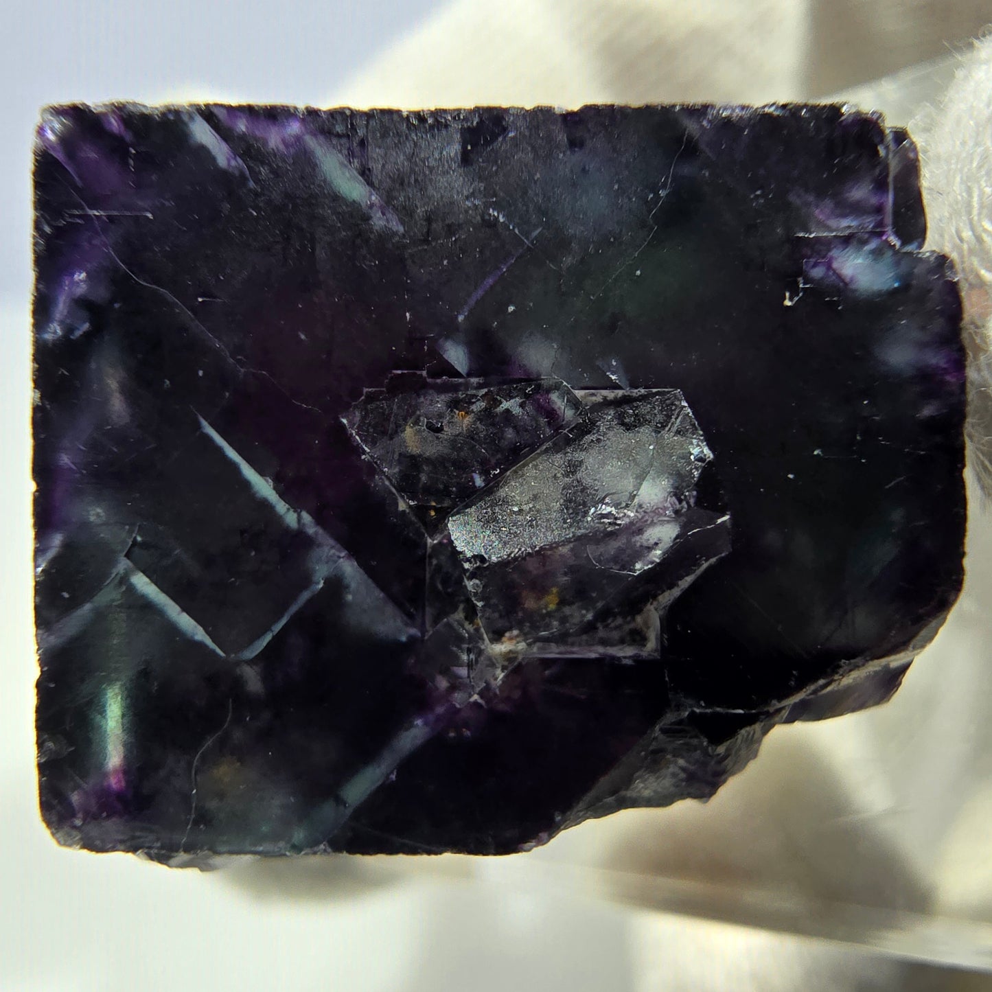 Seltener Phantom Fluorit Würfel, zonal grün lila Okorusu, Namibia 26*25*18mm