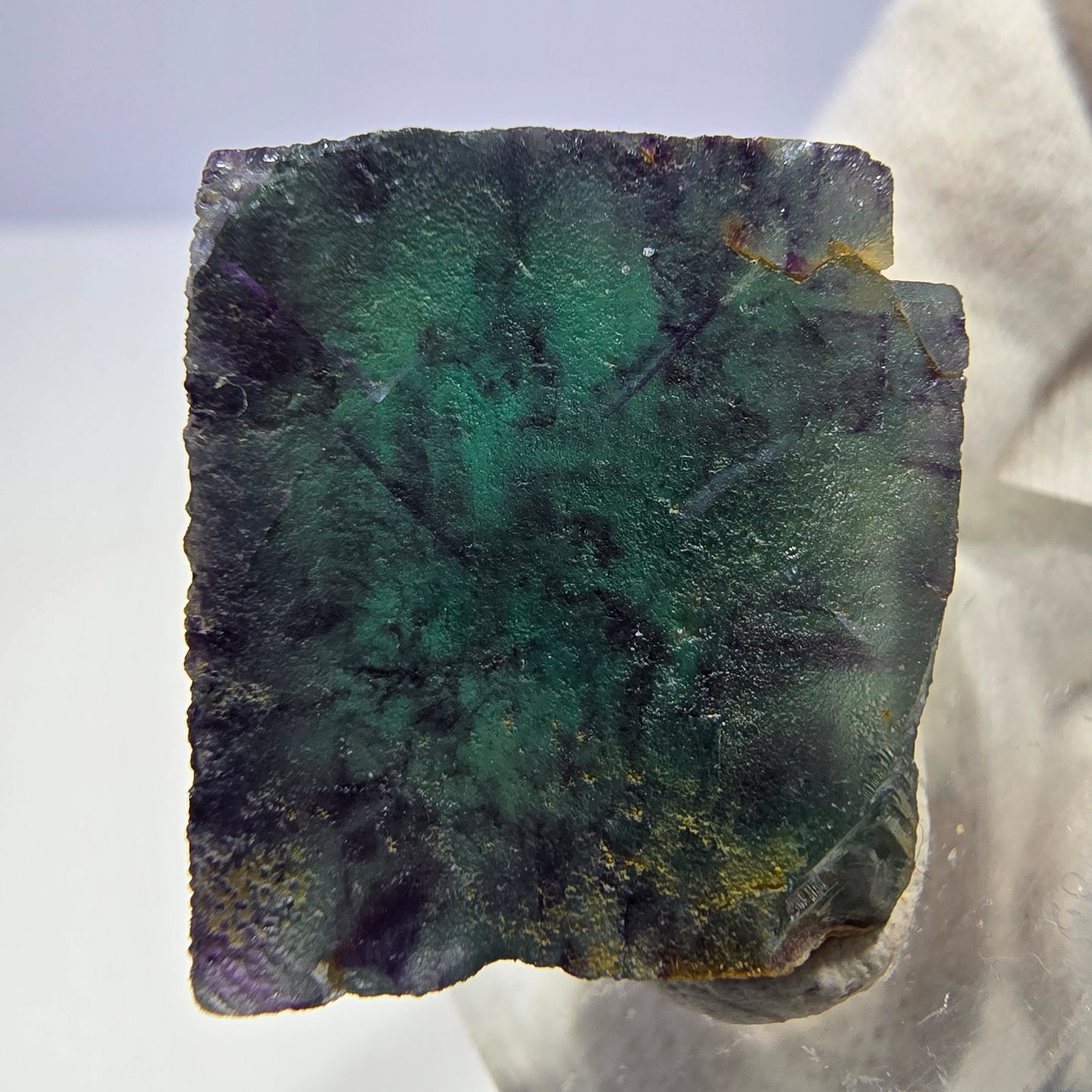 Rare cube de fluorite fantôme, vert violet zonal Okorusu, Namibie 29*28*15 mm