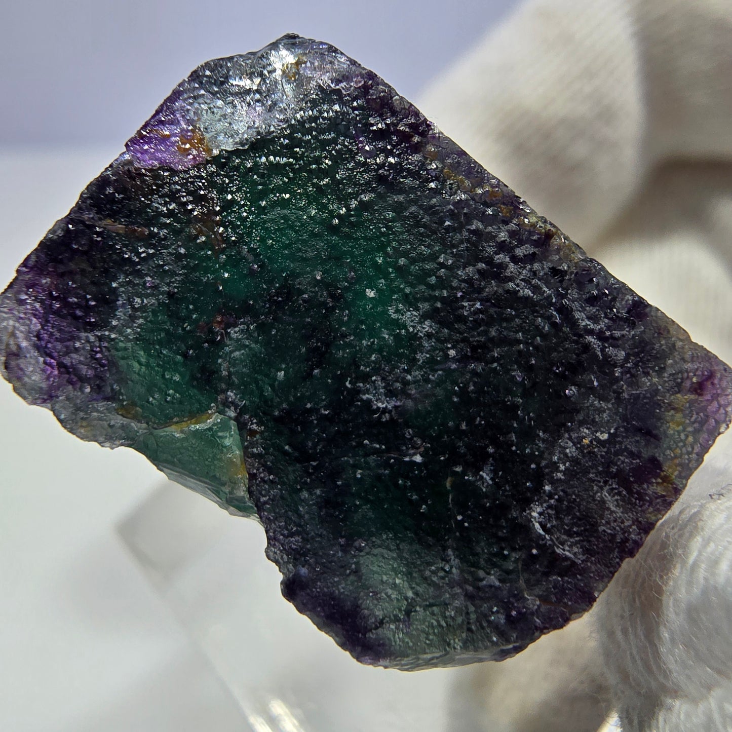 Rare cube de fluorite fantôme, vert violet zonal Okorusu, Namibie 29*28*15 mm