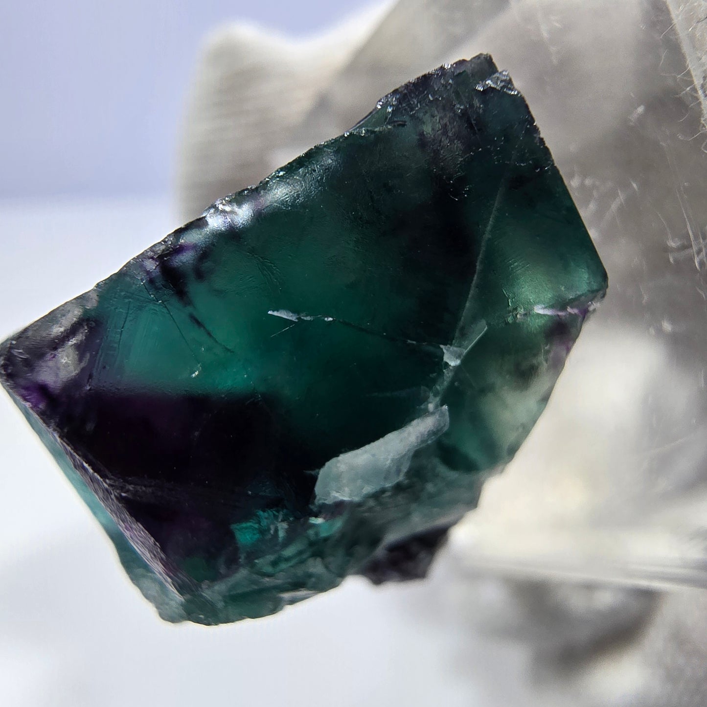 Rare cube de fluorite fantôme, vert violet zonal Okorusu, Namibie 26*24*18 mm
