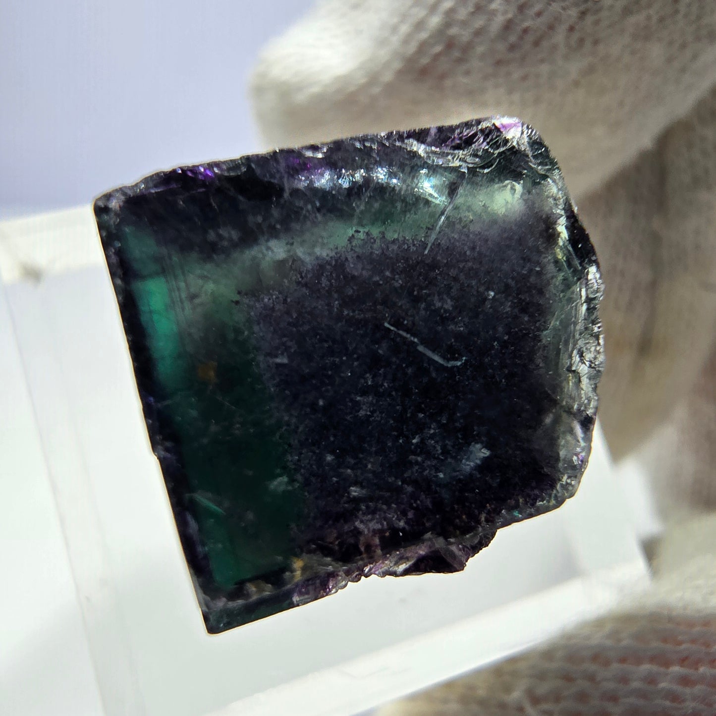 Seltener Phantom Fluorit Würfel, zonal grün lila Okorusu, Namibia 19*20*15mm