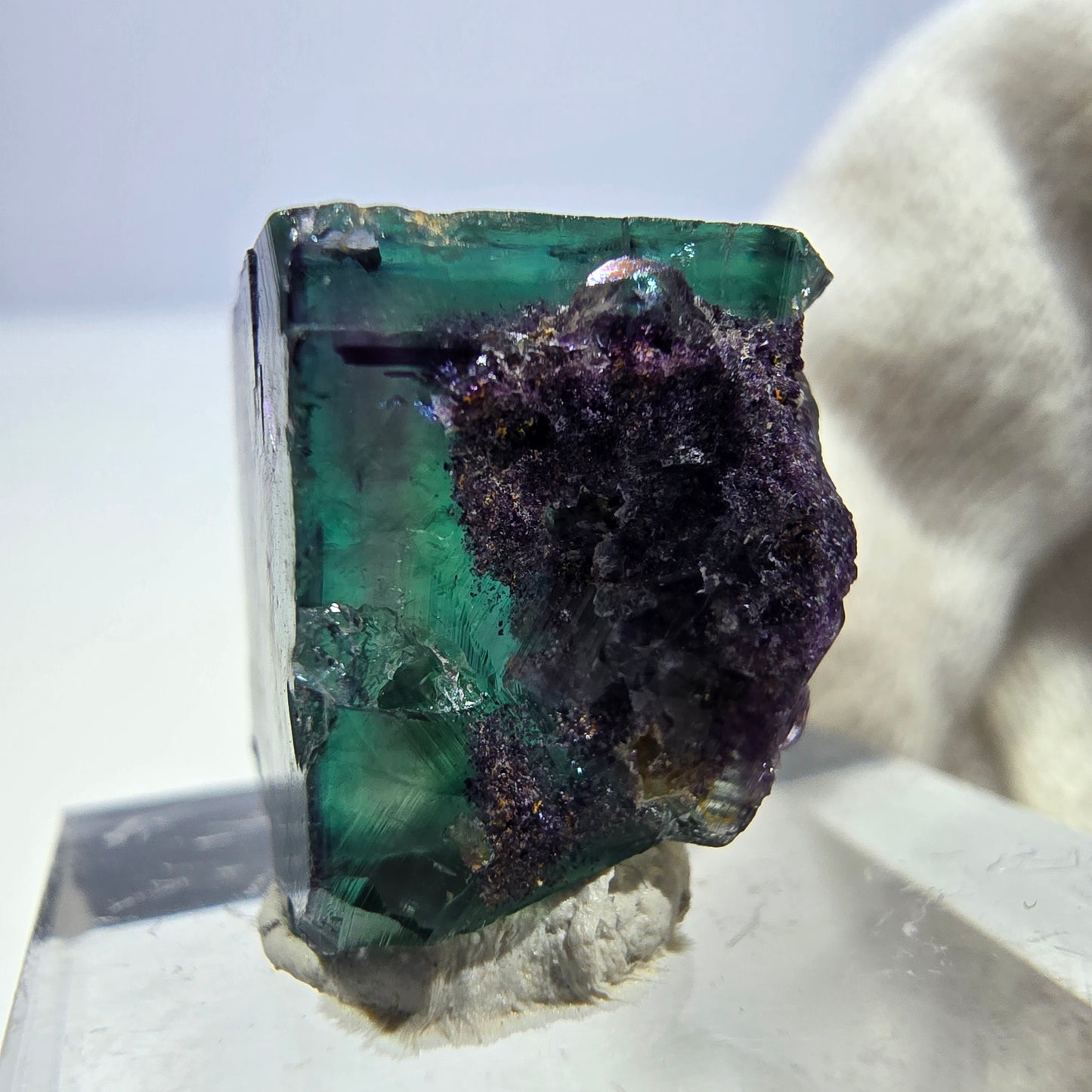 Seltener Phantom Fluorit Würfel, zonal grün lila Okorusu, Namibia 19*20*15mm