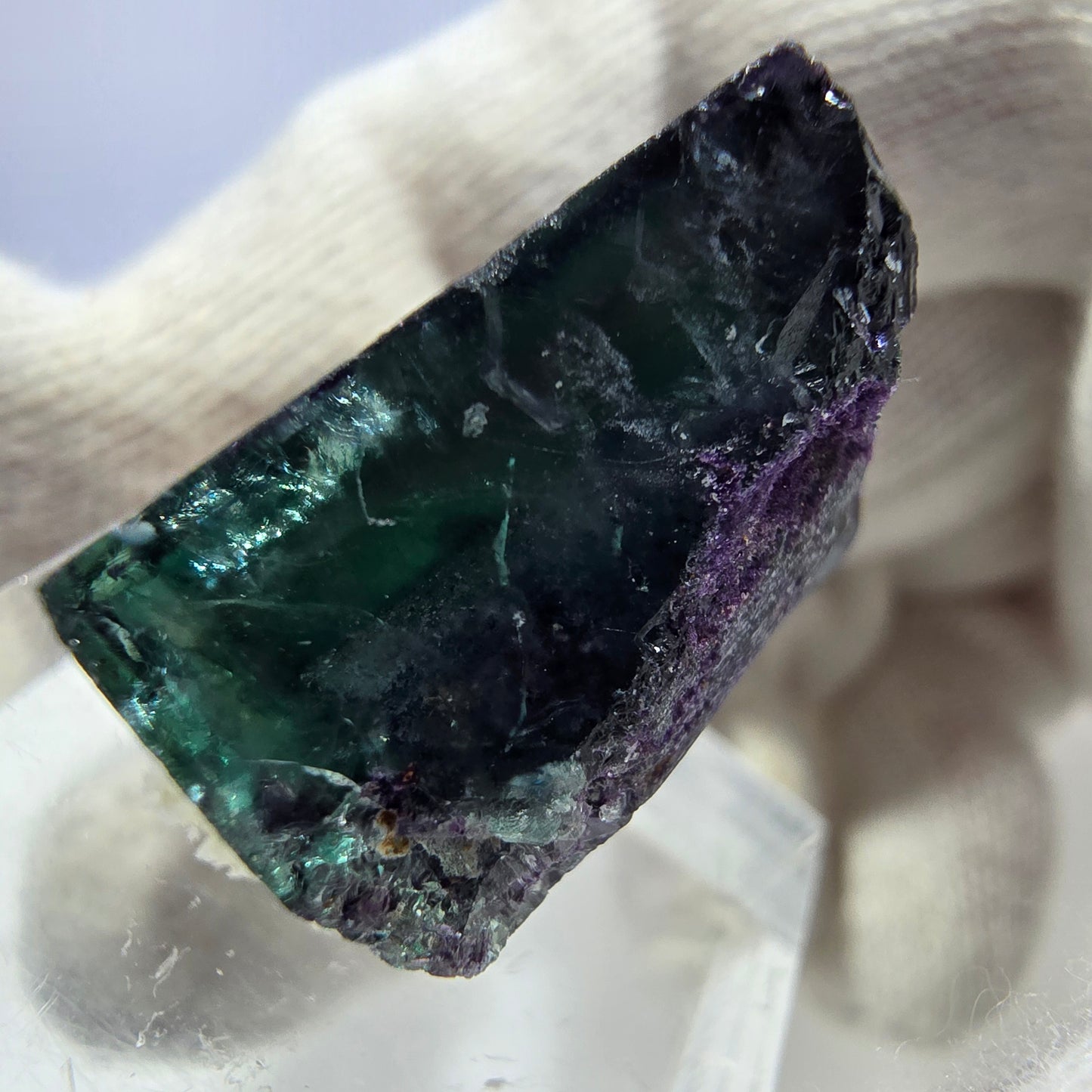 Seltener Phantom Fluorit Würfel, zonal grün lila Okorusu, Namibia 27*25*14mm