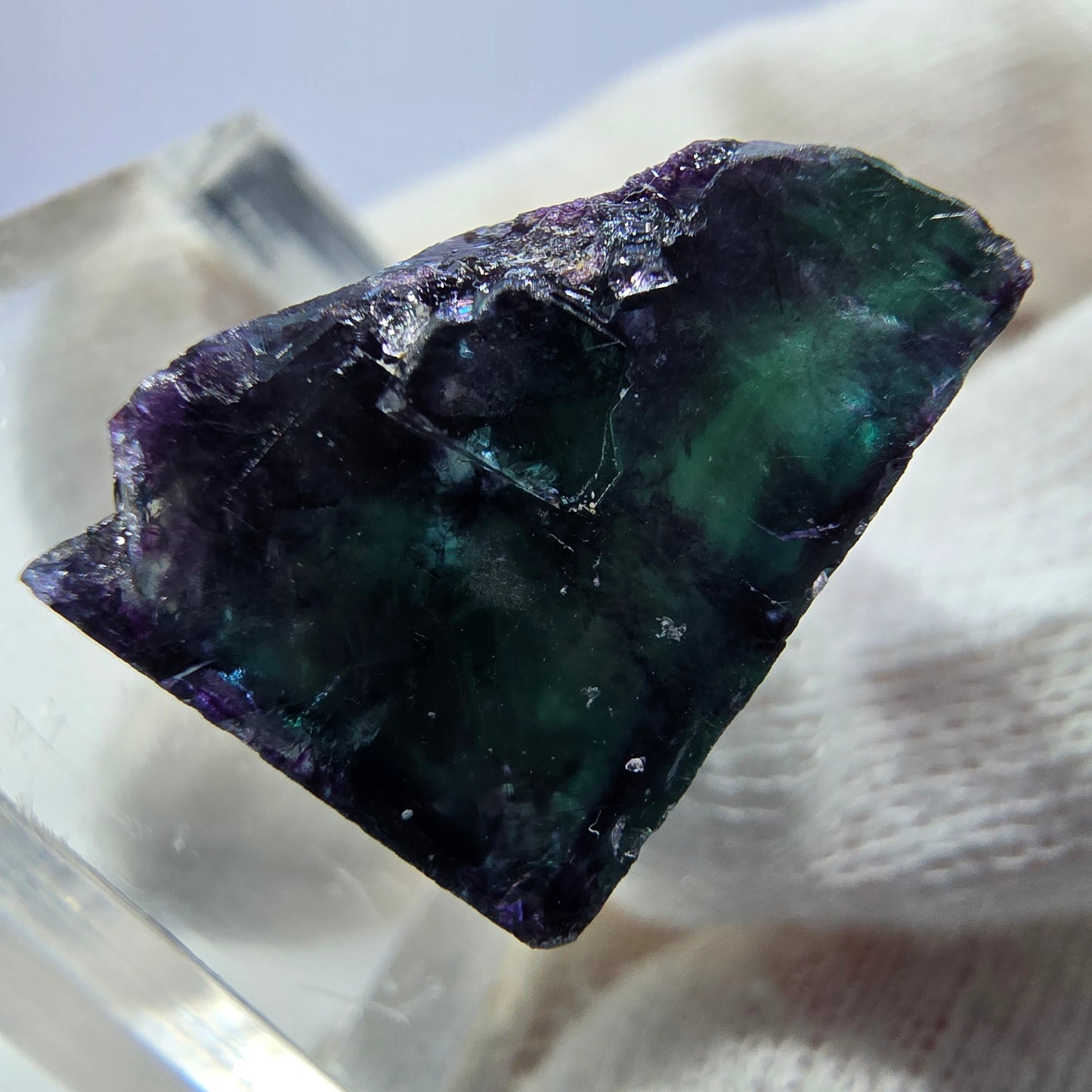 Seltener Phantom Fluorit Würfel, zonal grün lila Okorusu, Namibia 27*25*14mm