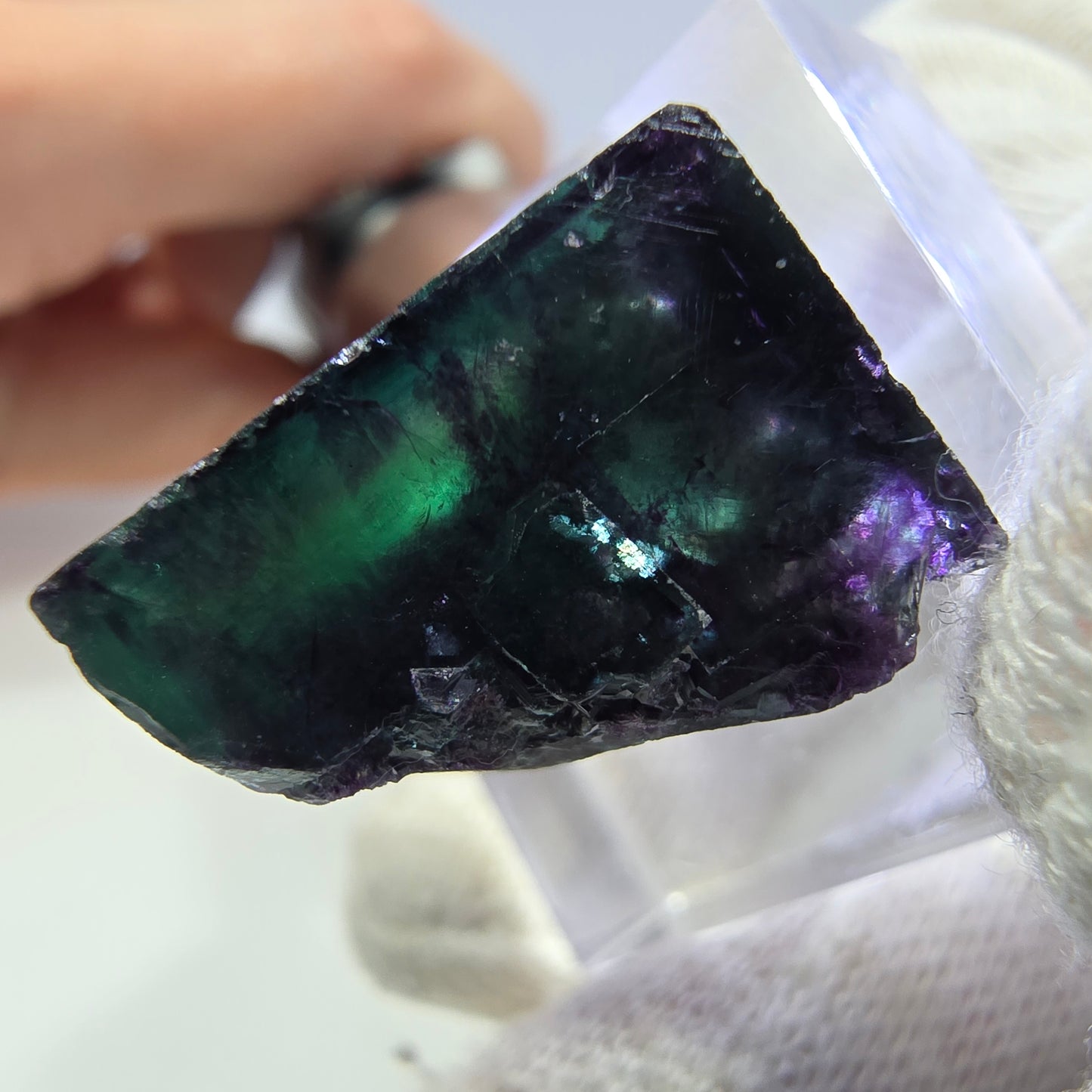 Seltener Phantom Fluorit Würfel, zonal grün lila Okorusu, Namibia 27*25*14mm