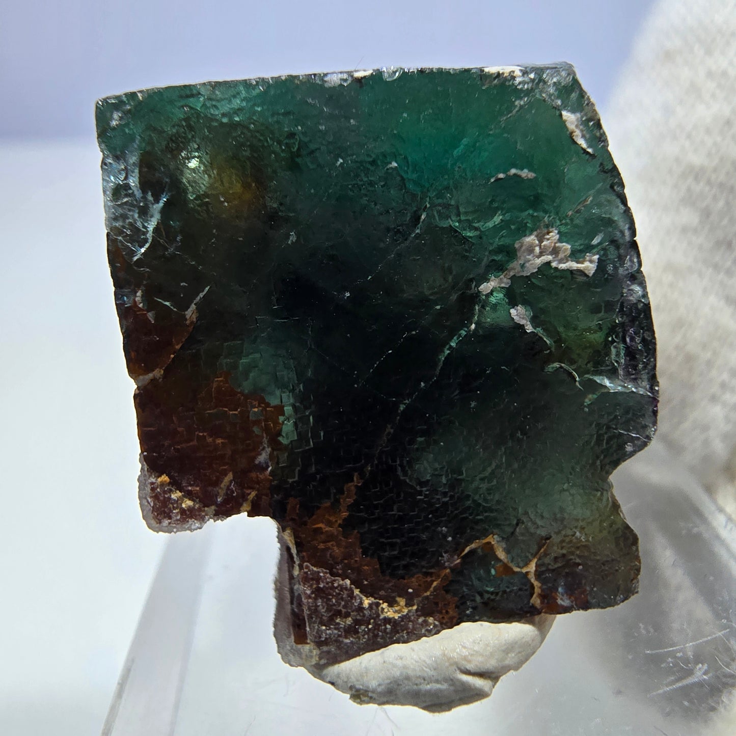 Klare Phantom Fluorit Würfel Stufe zonal grün lila braun Okorusu, Namibia 31*20*19mm