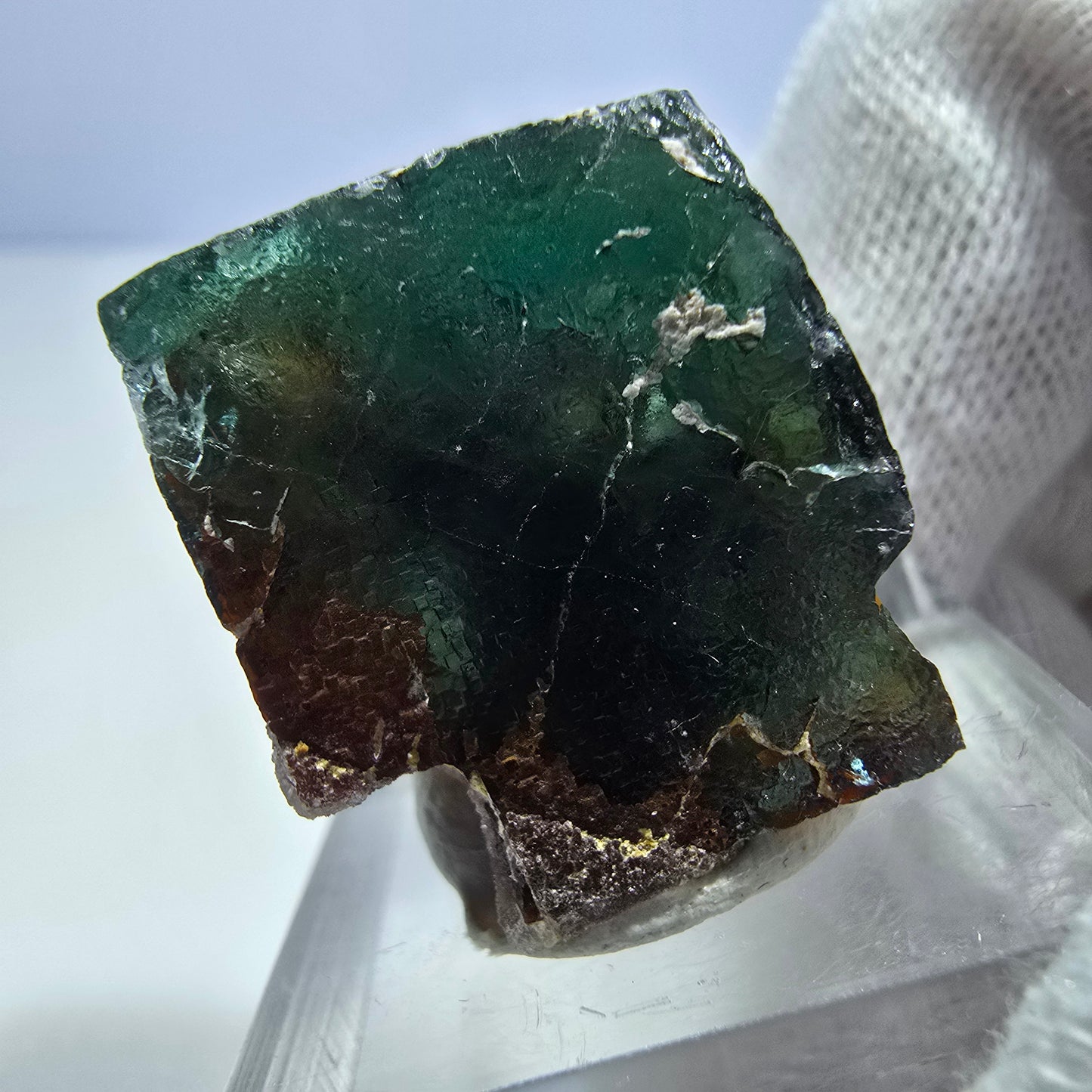 Klare Phantom Fluorit Würfel Stufe zonal grün lila braun Okorusu, Namibia 31*20*19mm