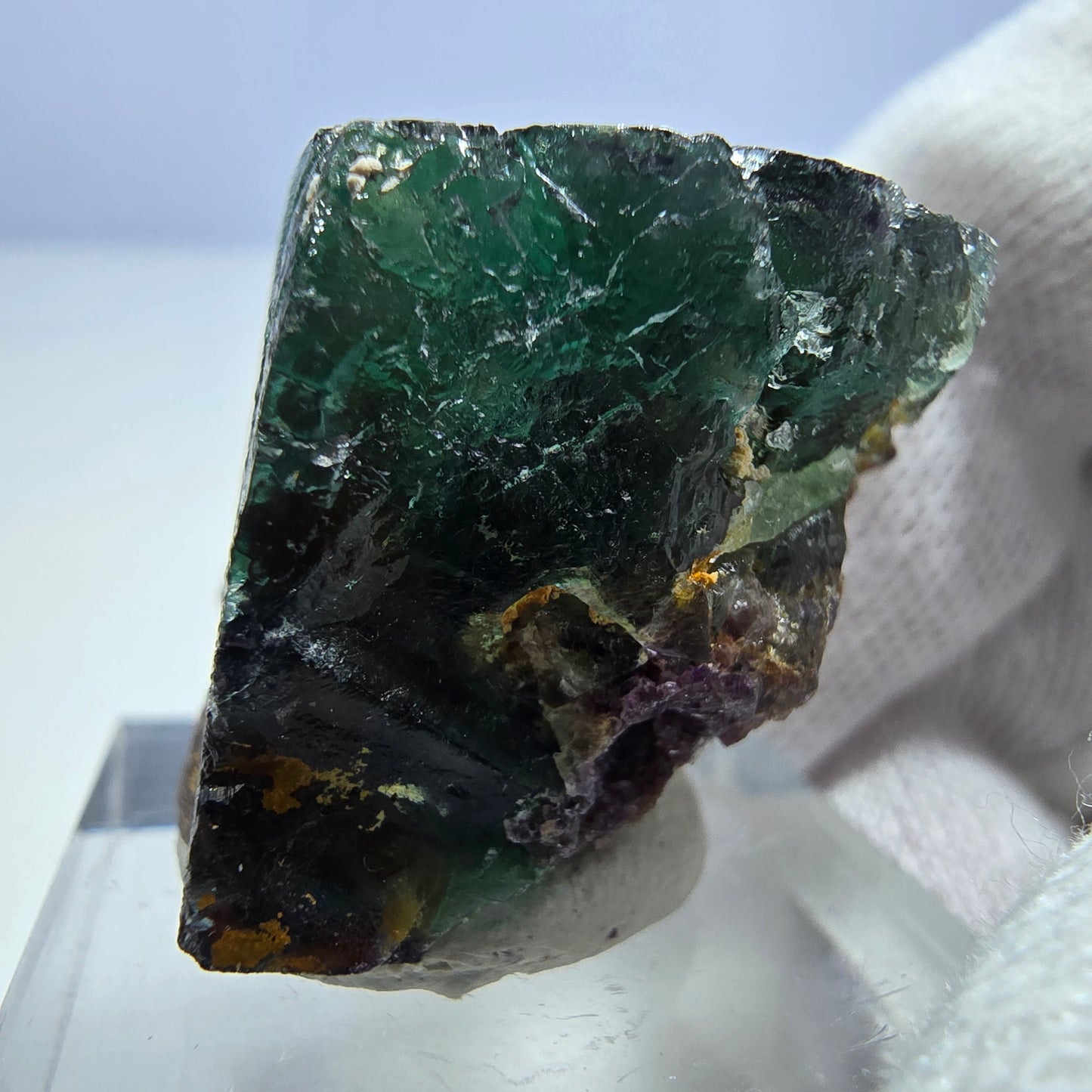 Klare Phantom Fluorit Würfel Stufe zonal grün lila braun Okorusu, Namibia 31*20*19mm