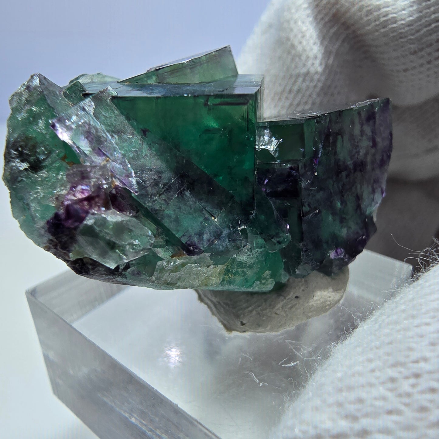Seltene Phantom Fluorit Würfel Stufe zonal grün lila Okorusu, Namibia 36*27*17mm