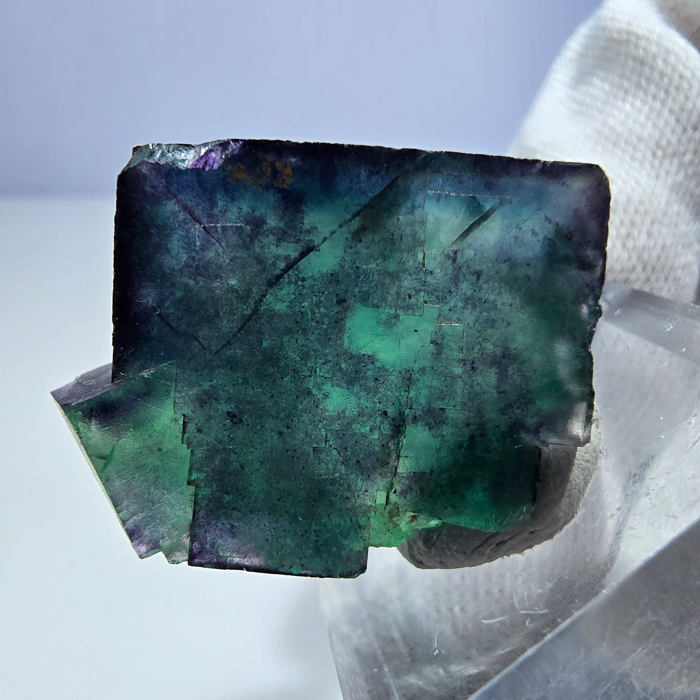 Seltene Phantom Fluorit Würfel Stufe zonal grün lila Okorusu, Namibia 31*27*17mm
