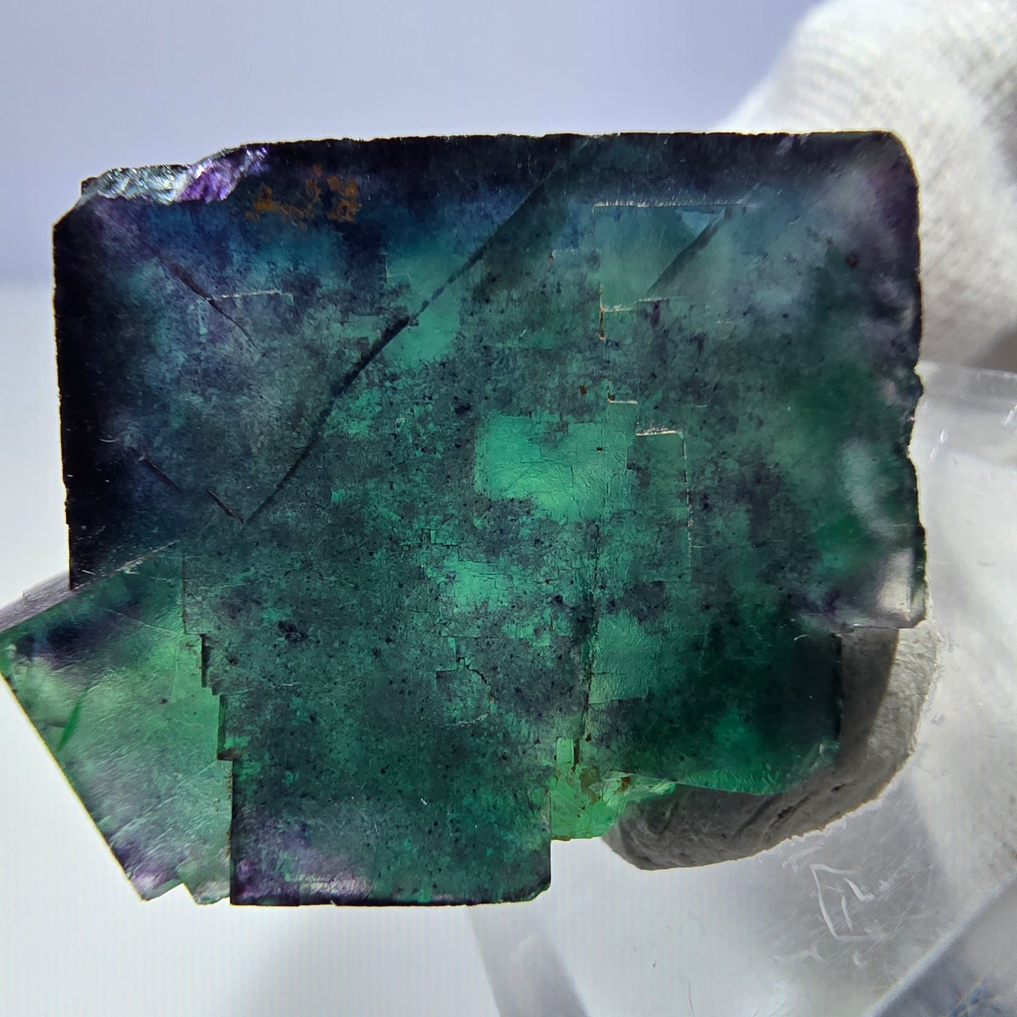 Seltene Phantom Fluorit Würfel Stufe zonal grün lila Okorusu, Namibia 31*27*17mm