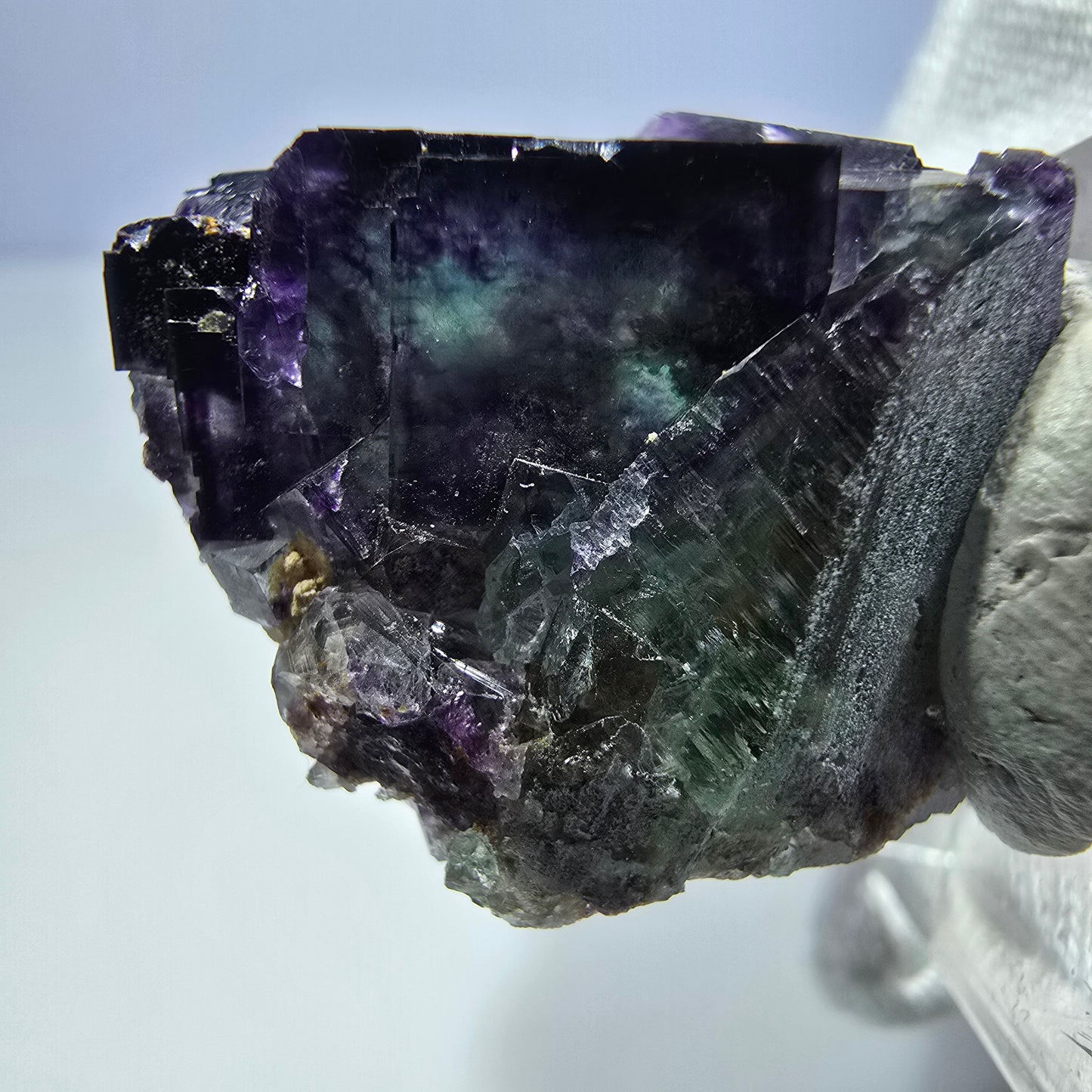 Seltene Phantom Fluorit Würfel Stufe zonal grün lila Okorusu, Namibia 29*23*20mm