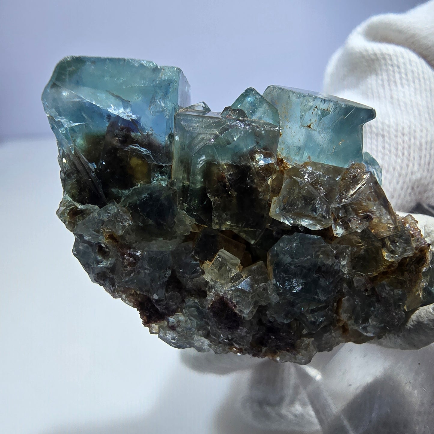 Seltene Phantom Fluorit Würfel Stufe, grün braun Okorusu, Namibia 44*28*25mm
