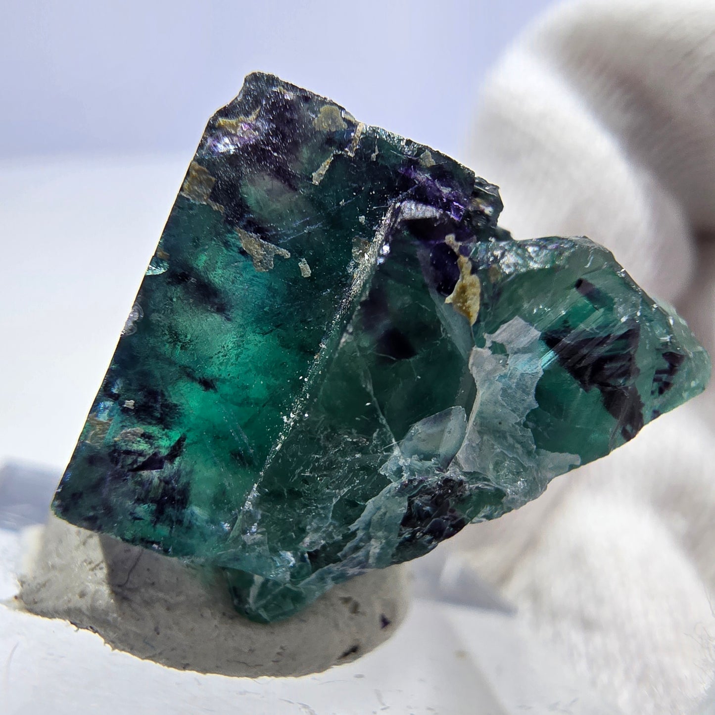 Seltene Phantom Fluorit Würfel Stufe zonal grün lila Okorusu, Namibia 31*24*19mm