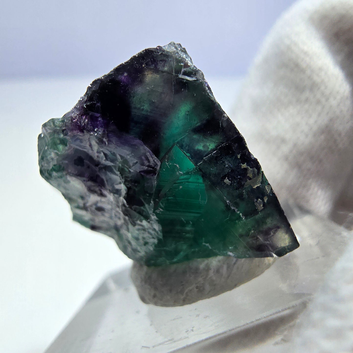Seltene Phantom Fluorit Würfel Stufe zonal grün lila Okorusu, Namibia 31*24*19mm