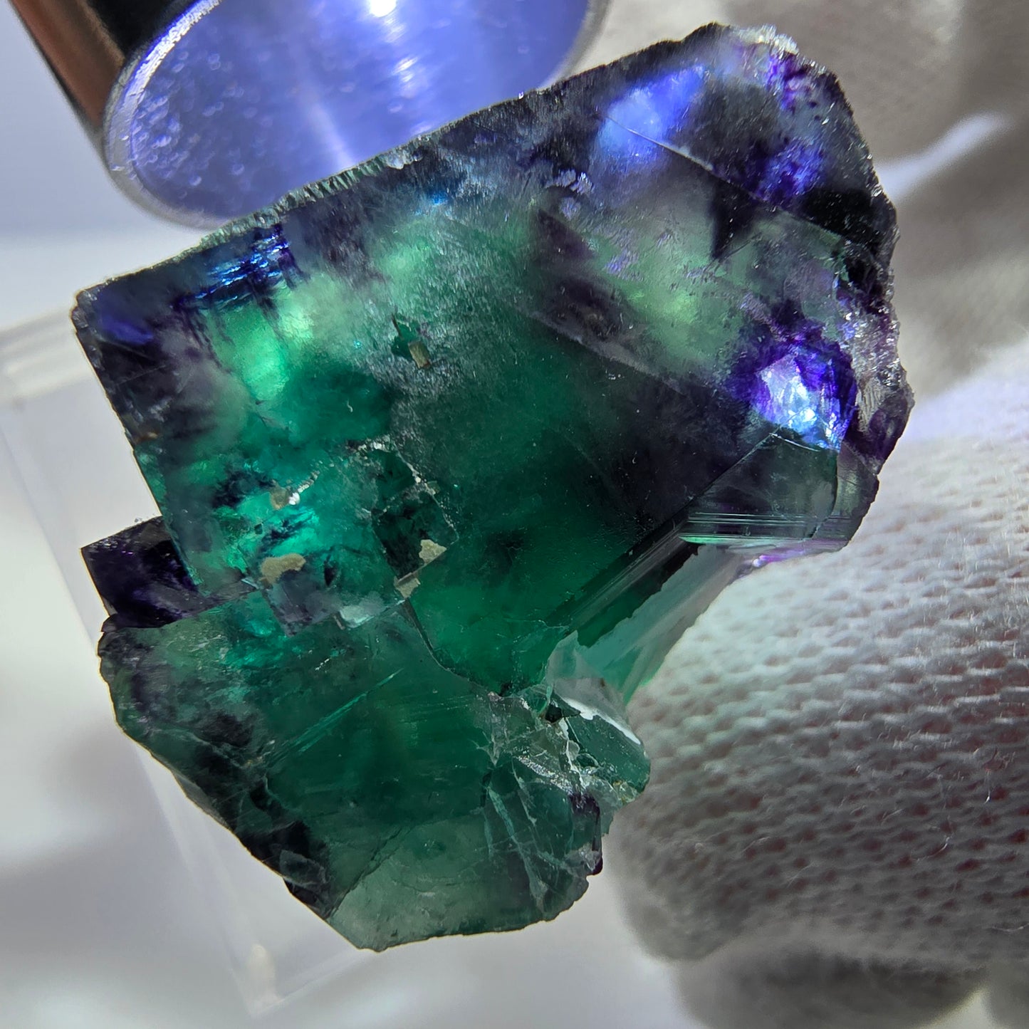 Seltene Phantom Fluorit Würfel Stufe zonal grün lila Okorusu, Namibia 31*24*19mm