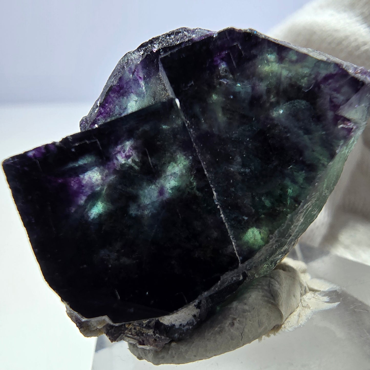 Seltene Phantom Fluorit Würfel Stufe zonal grün lila Okorusu, Namibia 33*27*21mm