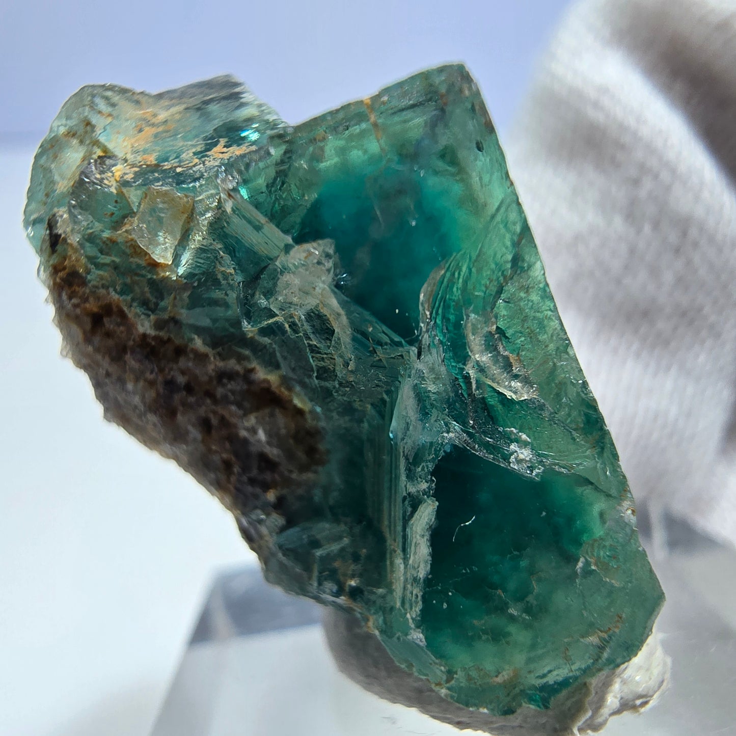 Seltene Phantom Fluorit Würfel Stufe zonal grün lila Okorusu, Namibia 28*28*17mm