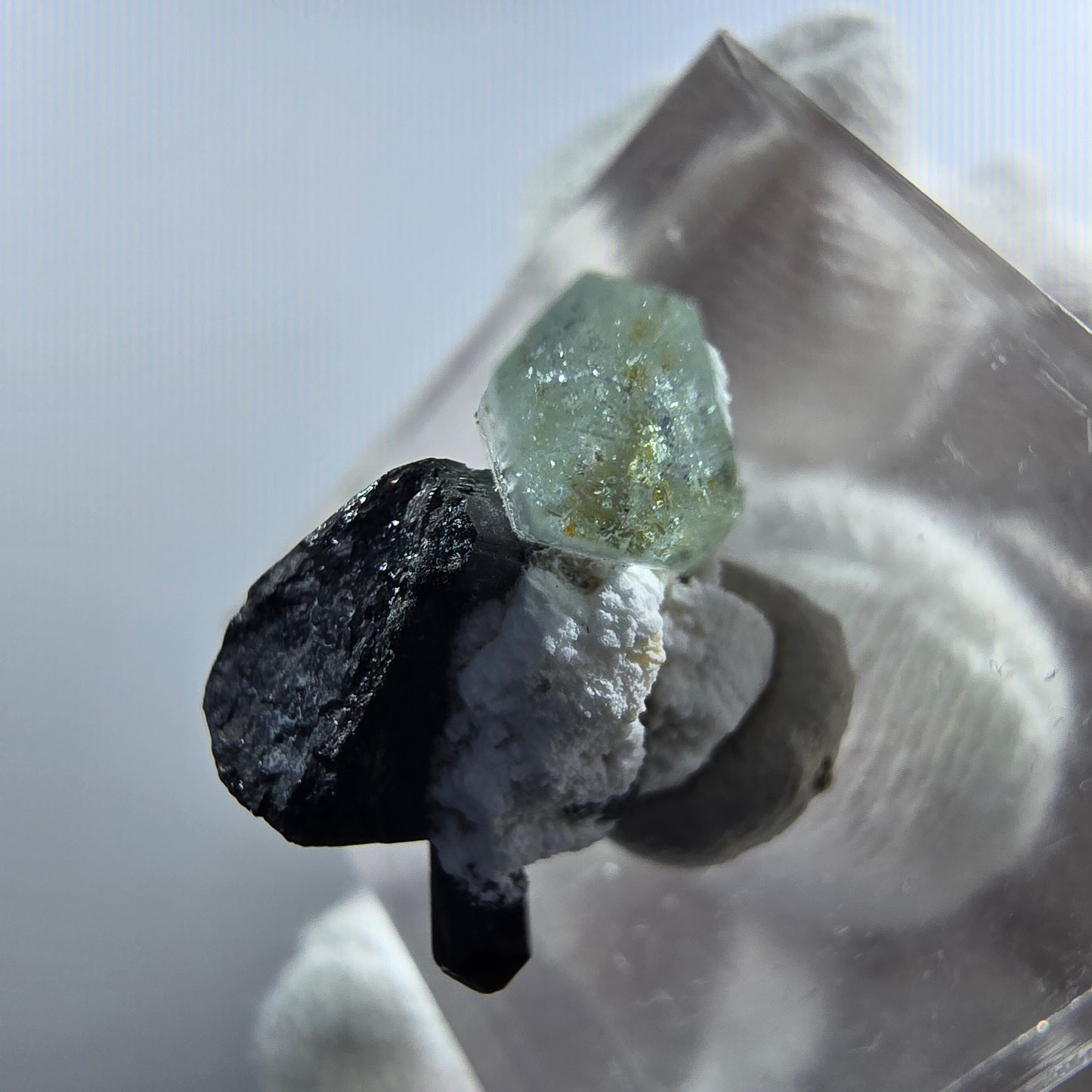 Aigue-marine de Setlene, tourmaline de Schörl, stade orthose Erongo, Namibie 16*14*10 mm