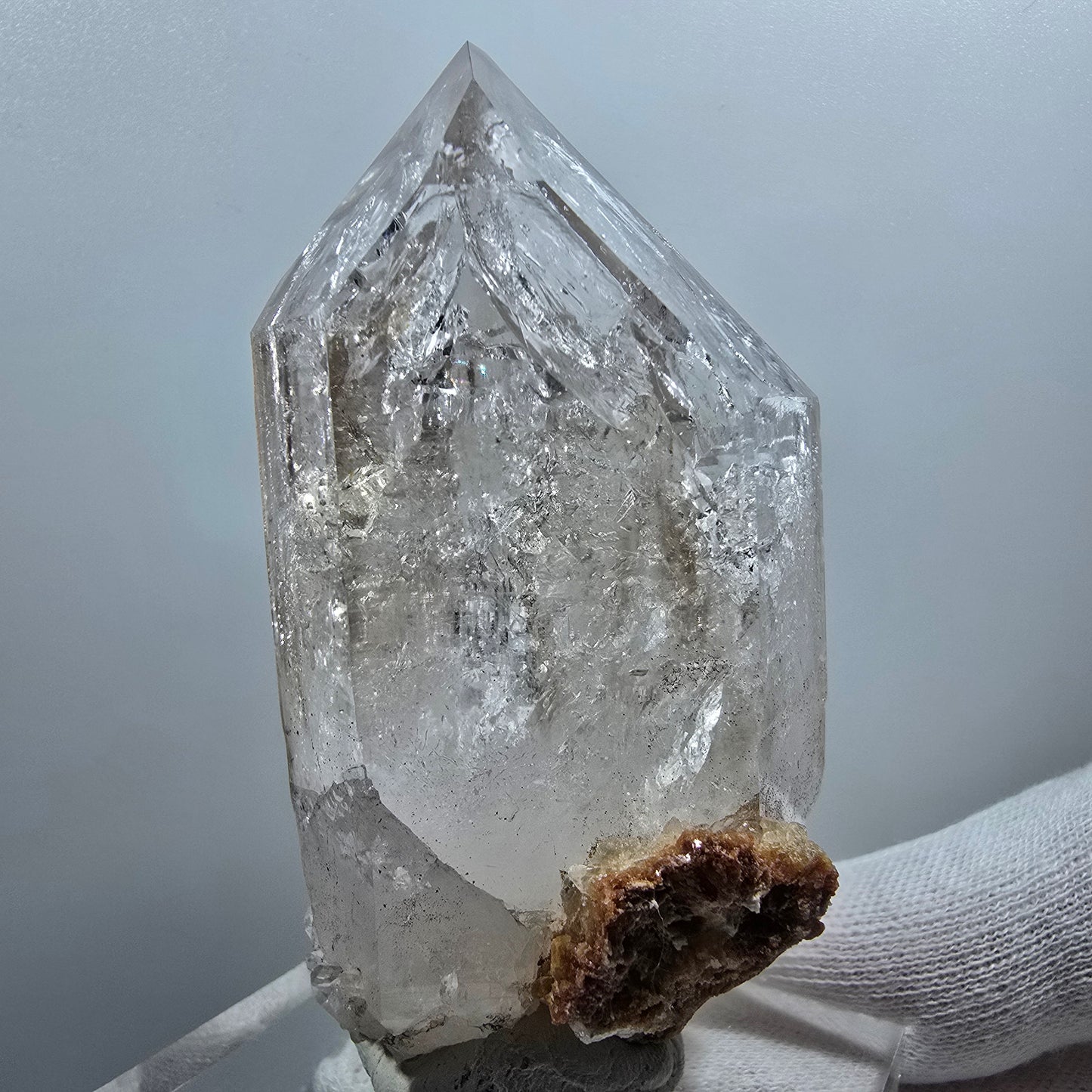 Enhydro Skeleton Smoky Quartz Scepter, UV Calcite Valentine Pocket Goboboseb Namibia 77*44*38mm