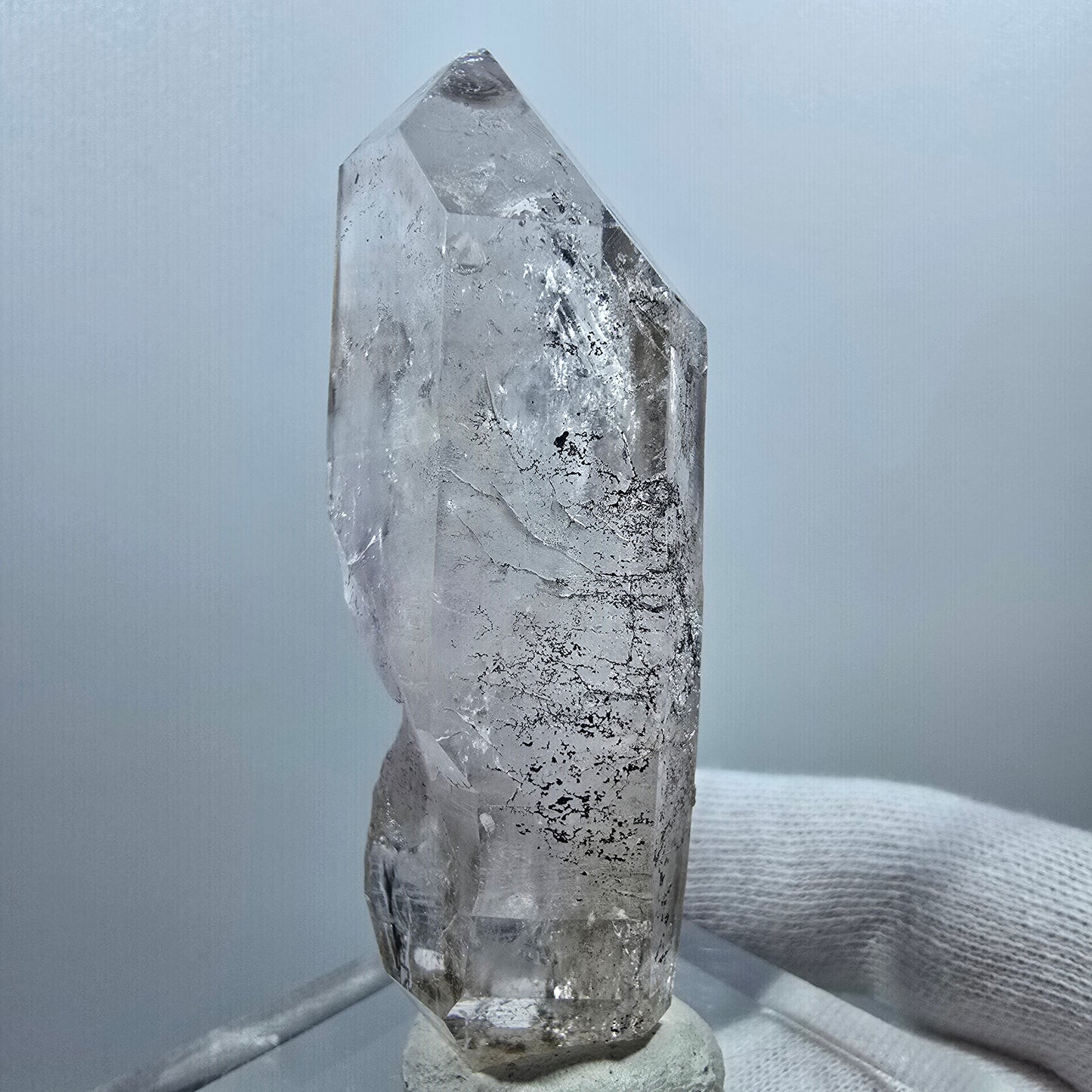 Sceptre fantôme squelette en améthyste DT, calcite Valentine Pocket Goboboseb Namibie 75 x 26 x 20 mm