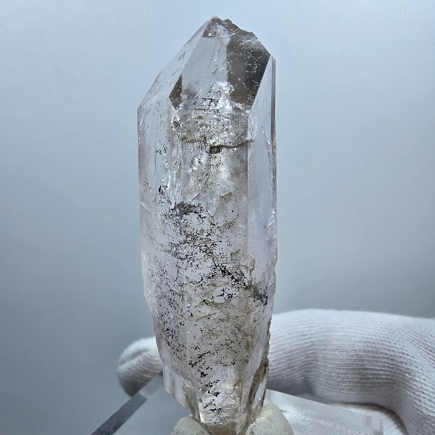 Sceptre fantôme squelette en améthyste DT, calcite Valentine Pocket Goboboseb Namibie 75 x 26 x 20 mm