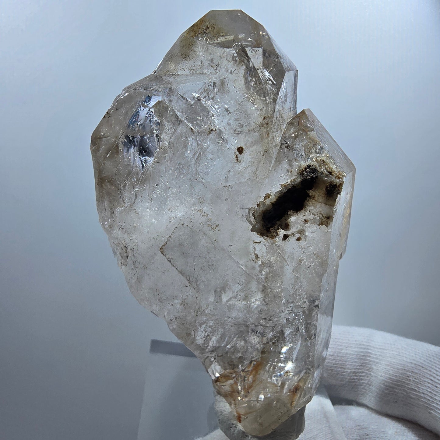 Sceptre DT Enhydro Squelette Quartz Fumé 1x Gobobos de Poche Bulle Valentine. Namibie 88 x 51 x 27 mm
