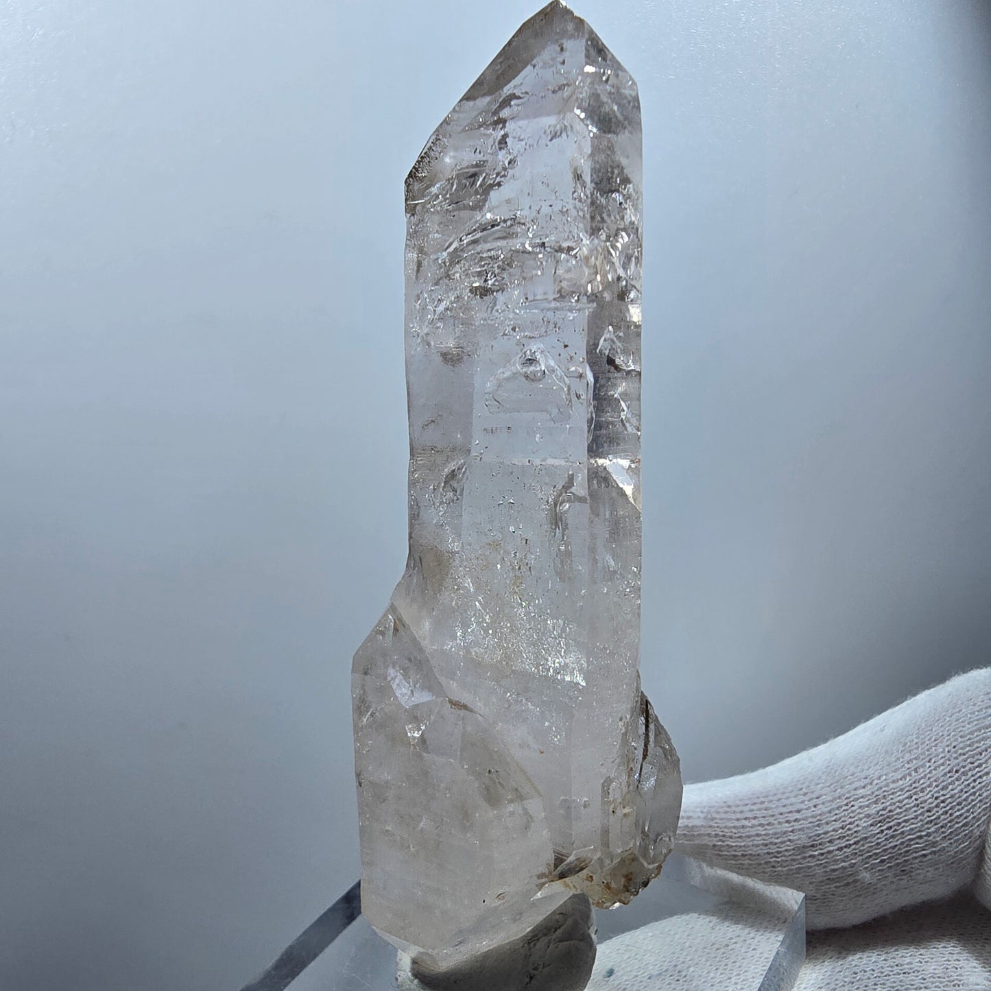 Sceptre DT en quartz fumé lémurien Enhydro, 2 gobos de poche Bubble Valentine. Namibie 97 x 33 x 20 mm