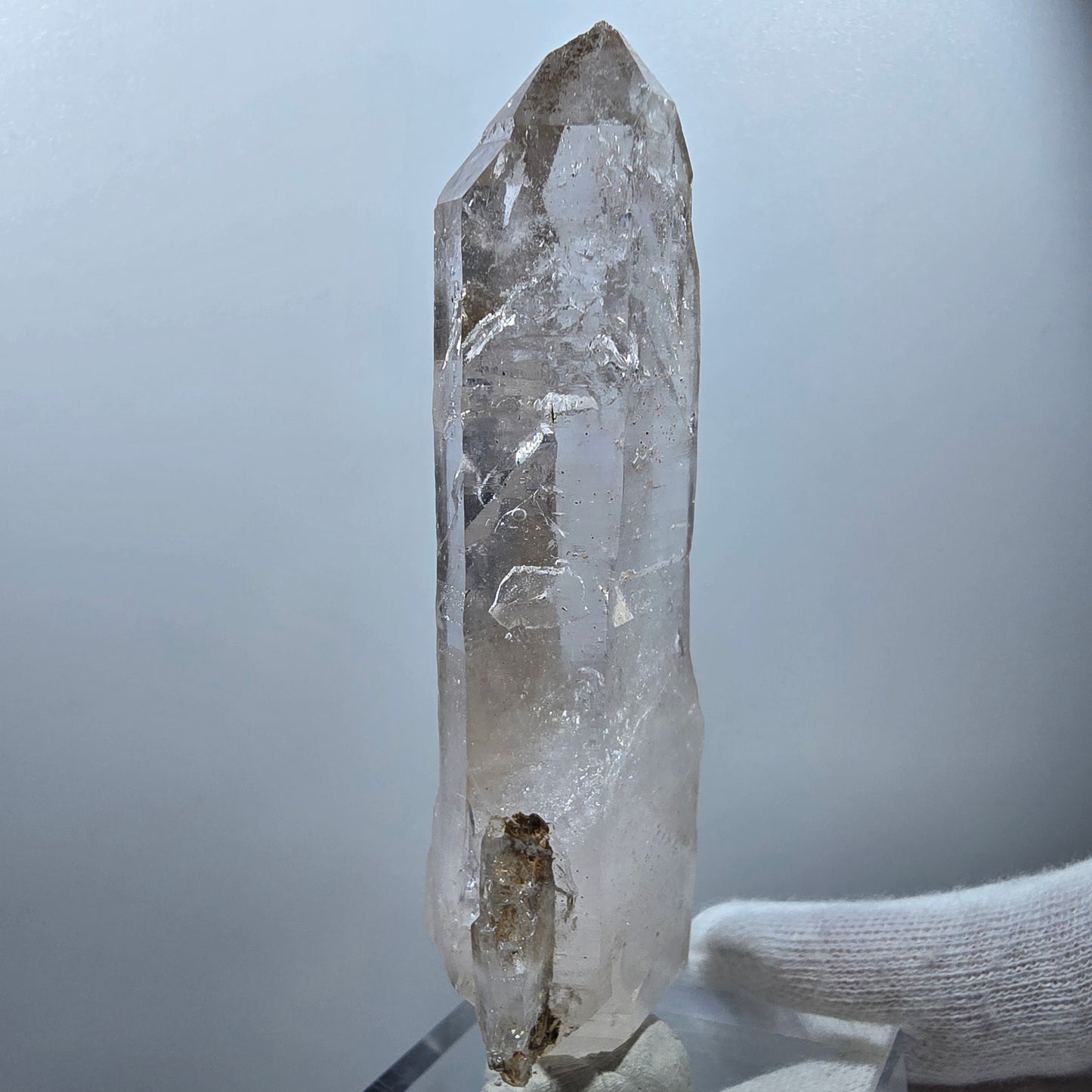 Sceptre DT en quartz fumé lémurien Enhydro, 2 gobos de poche Bubble Valentine. Namibie 97 x 33 x 20 mm