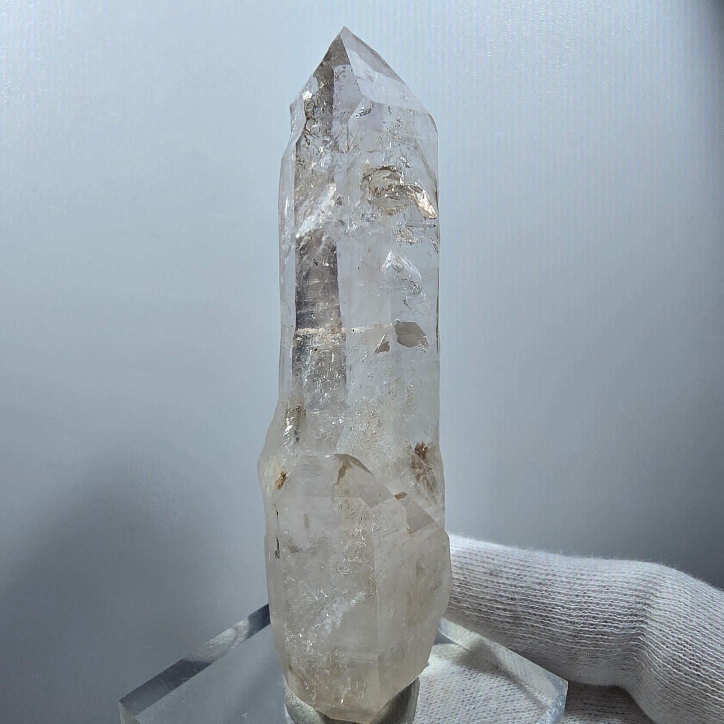 Sceptre DT en quartz fumé lémurien Enhydro, 2 gobos de poche Bubble Valentine. Namibie 97 x 33 x 20 mm
