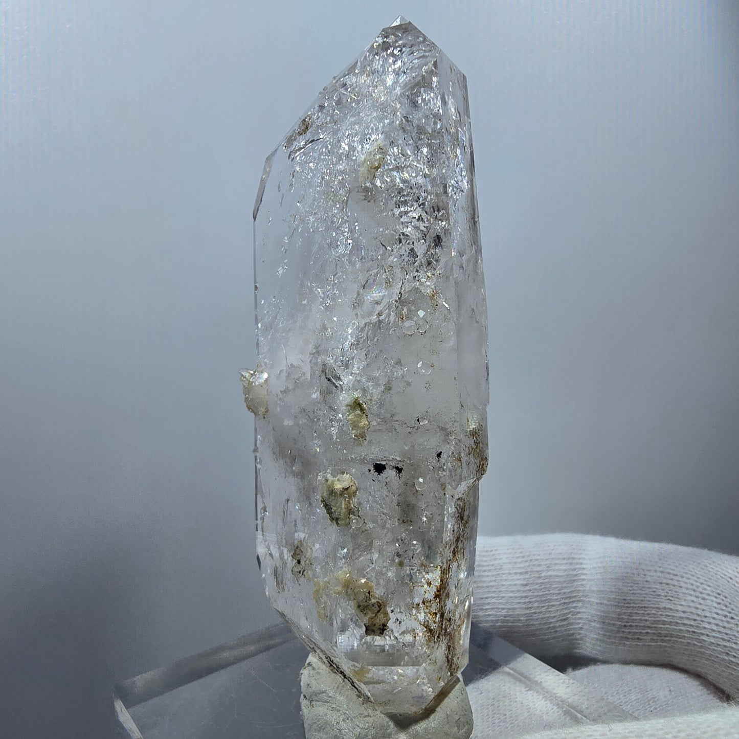 Sceptre DT en quartz fumé lémurien Enhydro, 1 gobob de poche Bubble Valentine. Namibie 89 x 33 x 21 mm