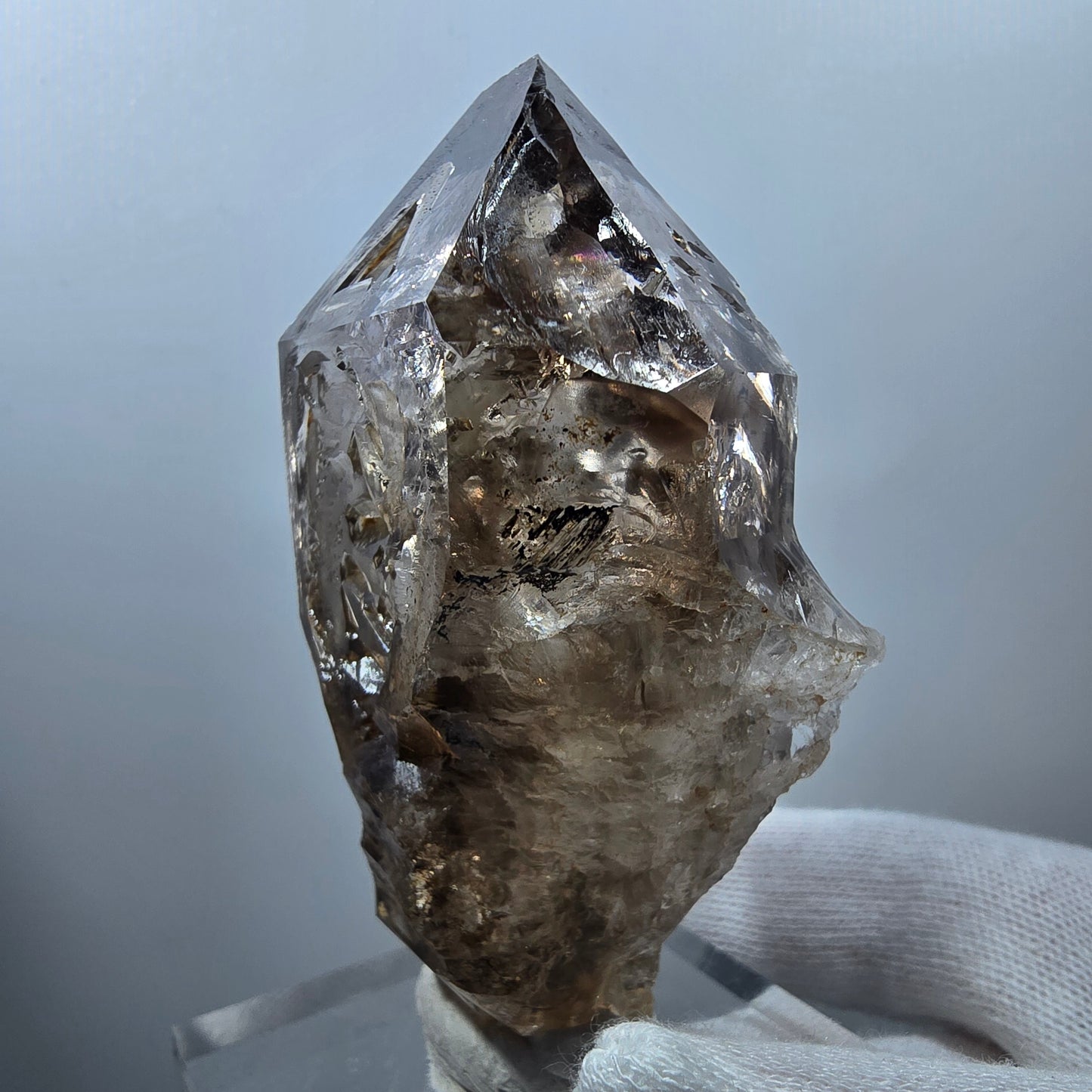 Enhydro Skeleton Smoky Quartz DT Scepter, 1x Bubble Valentine Pocket Gobobs. Namibia 79*49*30mm