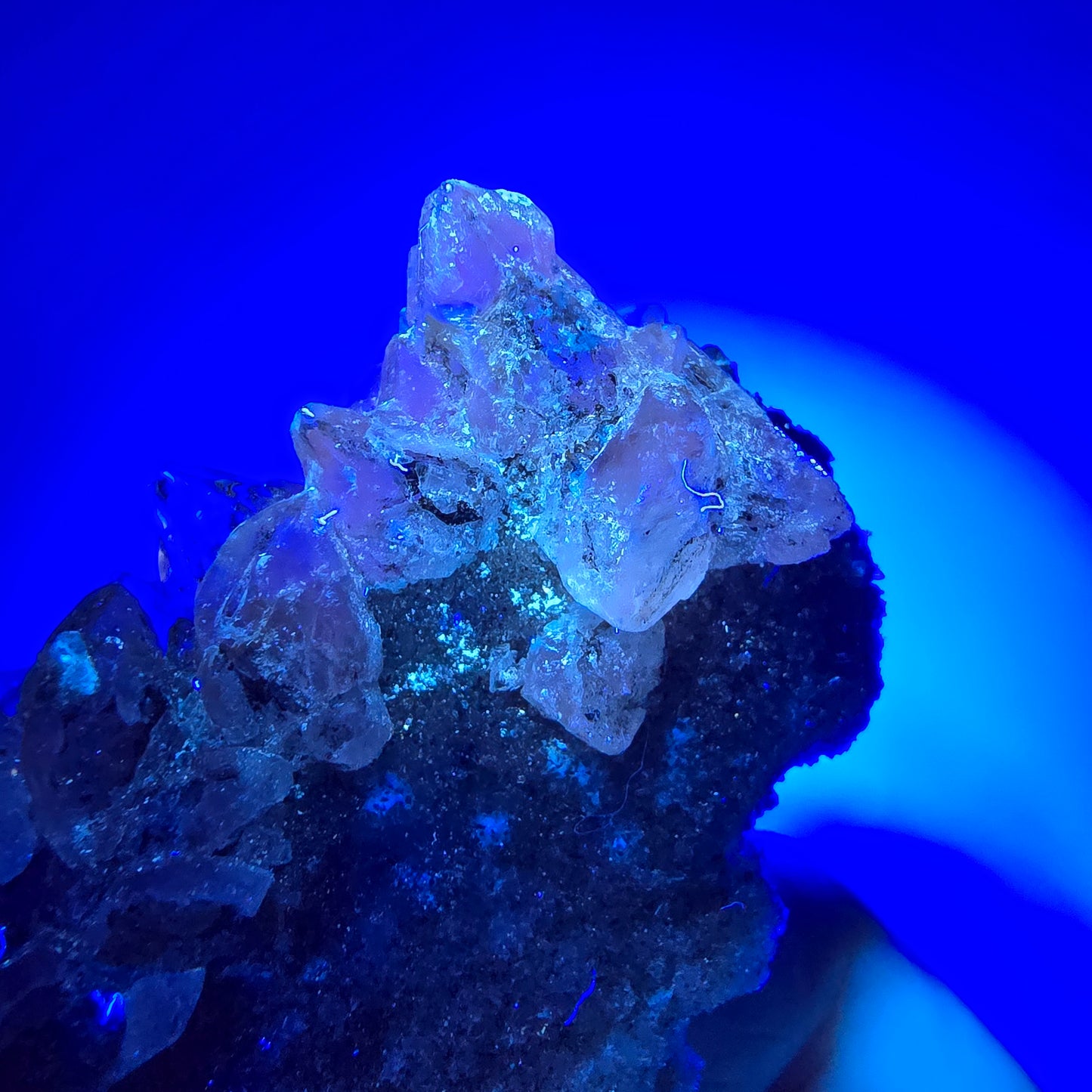 Spécimen rare de calcite UV, mine Valentine Pocket, Goboboseb, Namibie, 88 x 44 x 29 mm