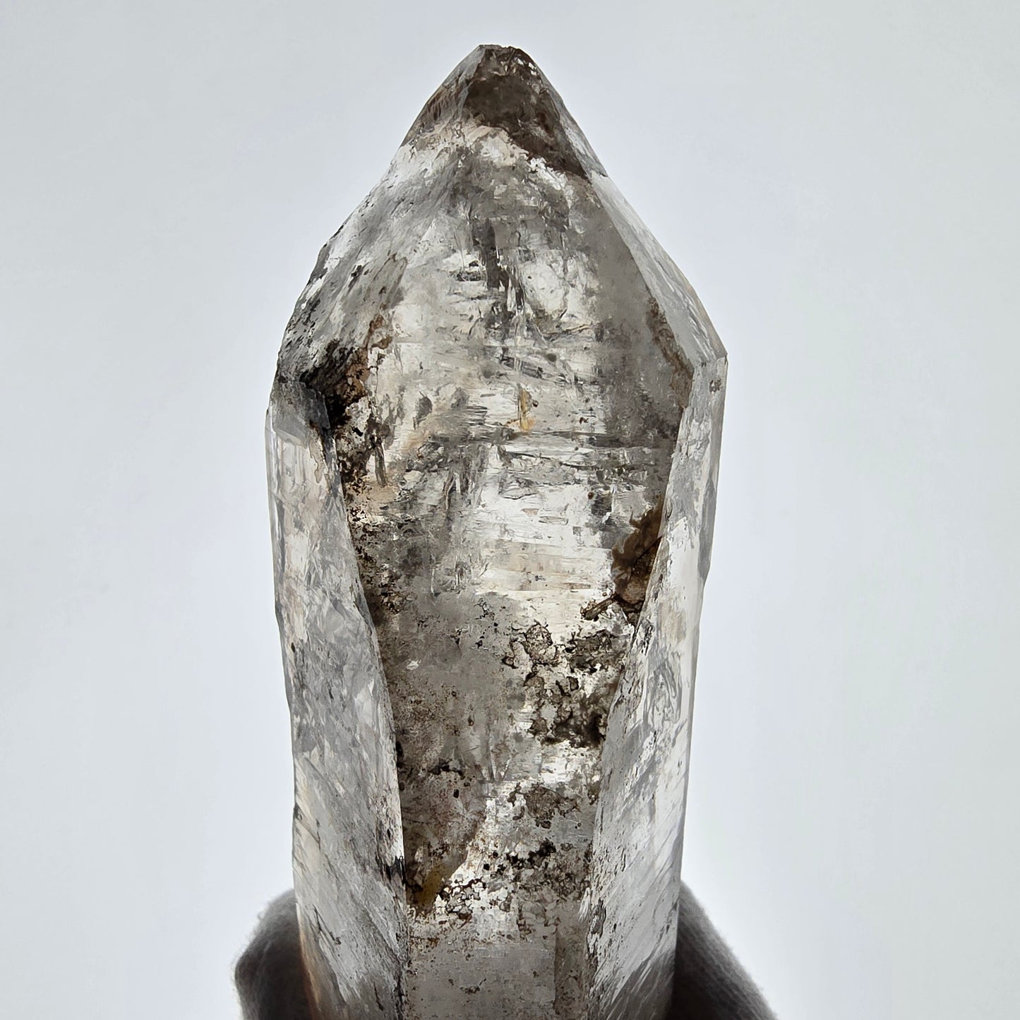 Sceptre XL Enhydro Squelette Quartz Fumé DT 3x Bulle Valentine Pocket Gob. Namibie 146 x 69 x 42 mm
