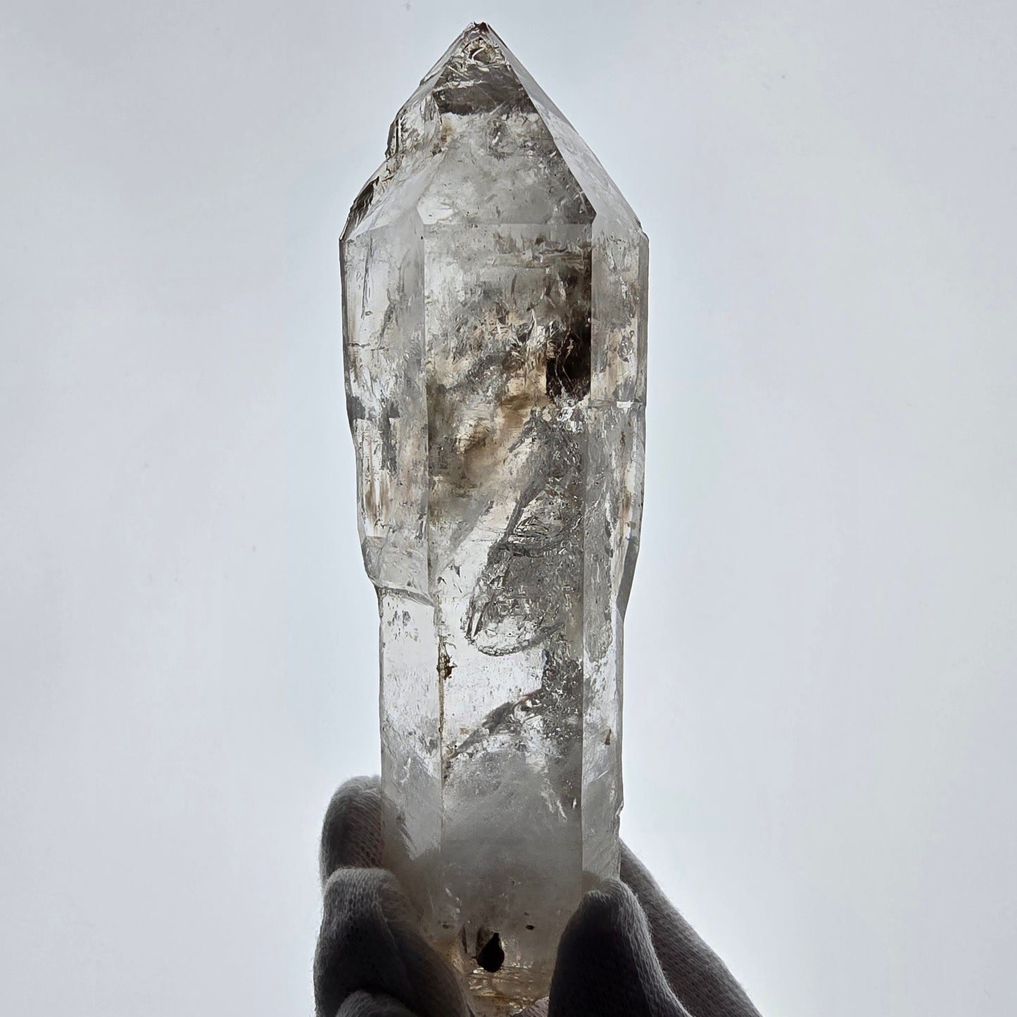 XL Enhydro Skeleton Smoky Quartz DT Scepter, Large Bubble Valentine Pocket, Namibia 135*46*32mm